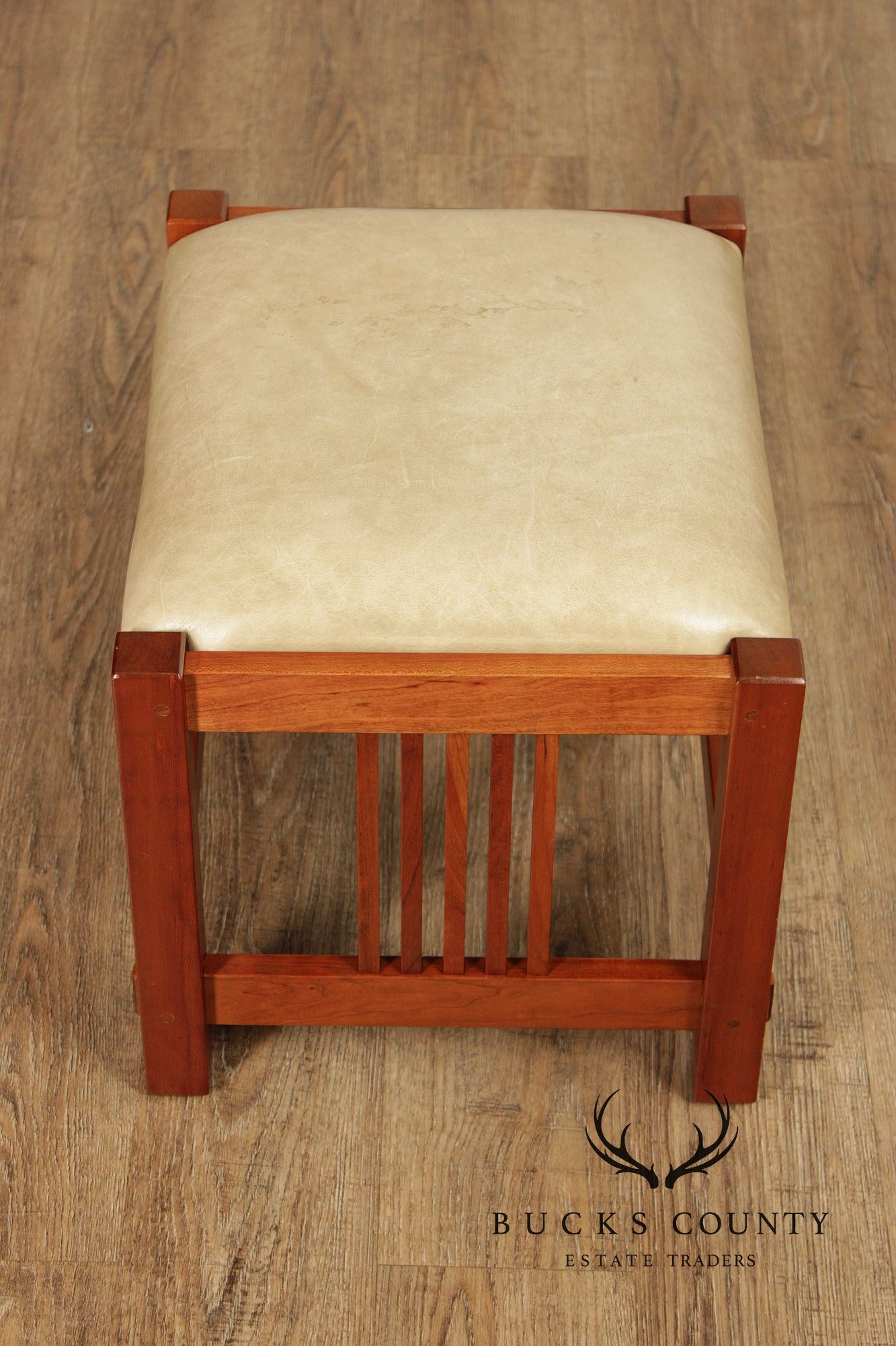 Stickley Mission Collection Cherry Bent Arm Morris Chair and Ottoman