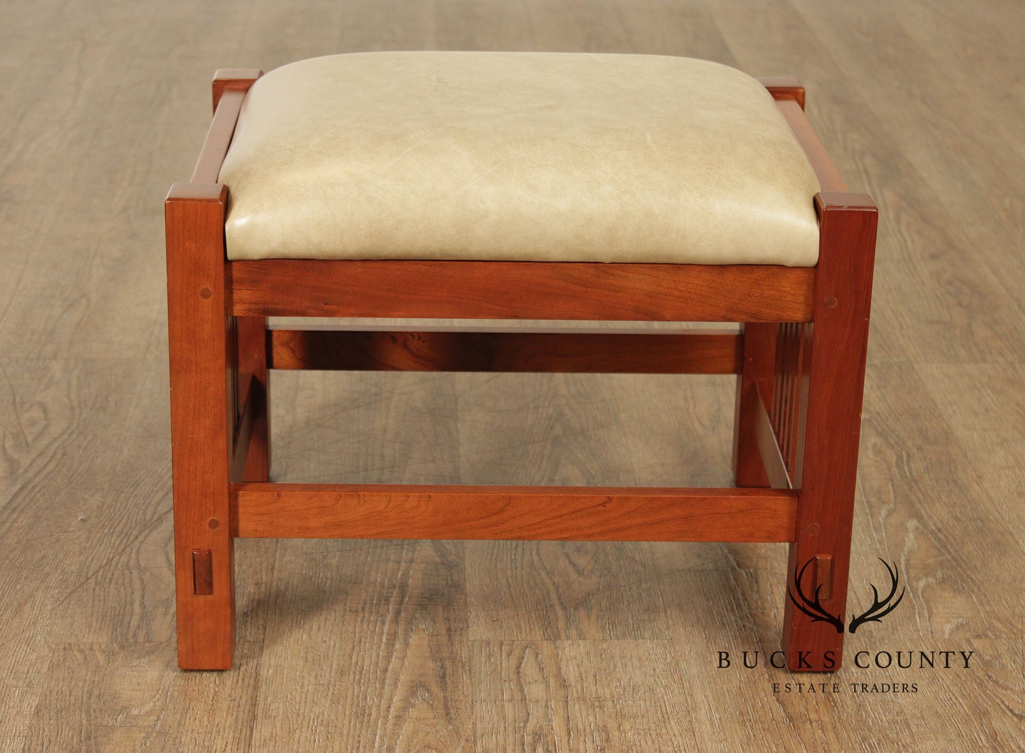 Stickley Mission Collection Cherry Bent Arm Morris Chair and Ottoman
