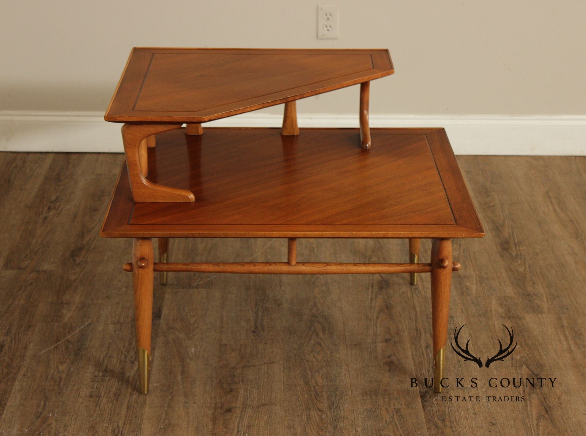 Lane Copenhagen Mid-Century Modern Two-Tier Corner Table