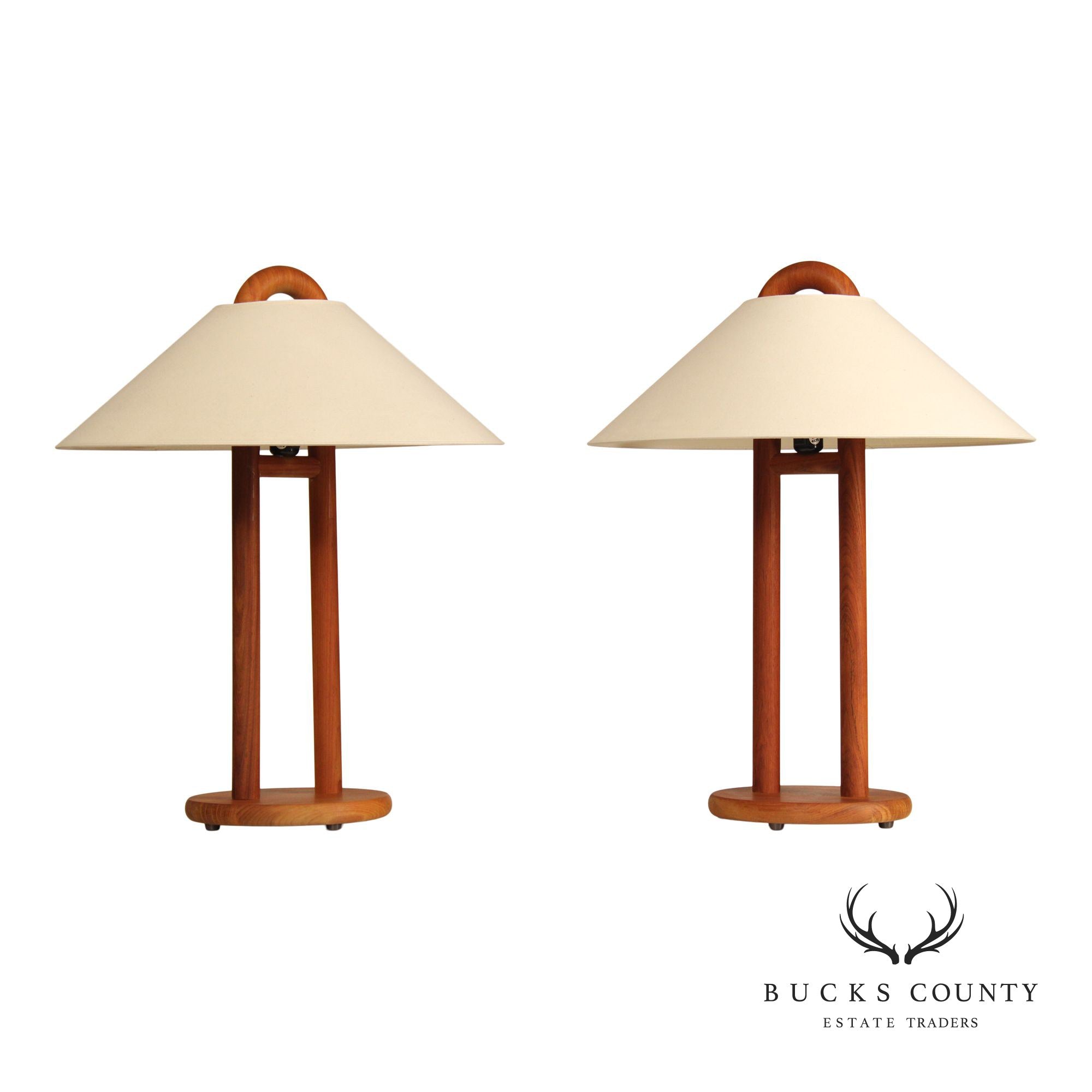 LYS Danish Modern Pair of Teak Table Lamps