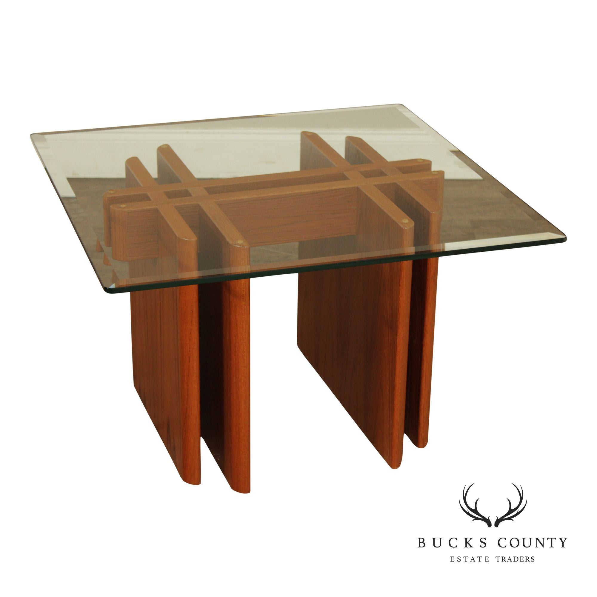 Danish Modern Glass Top Teak End Table
