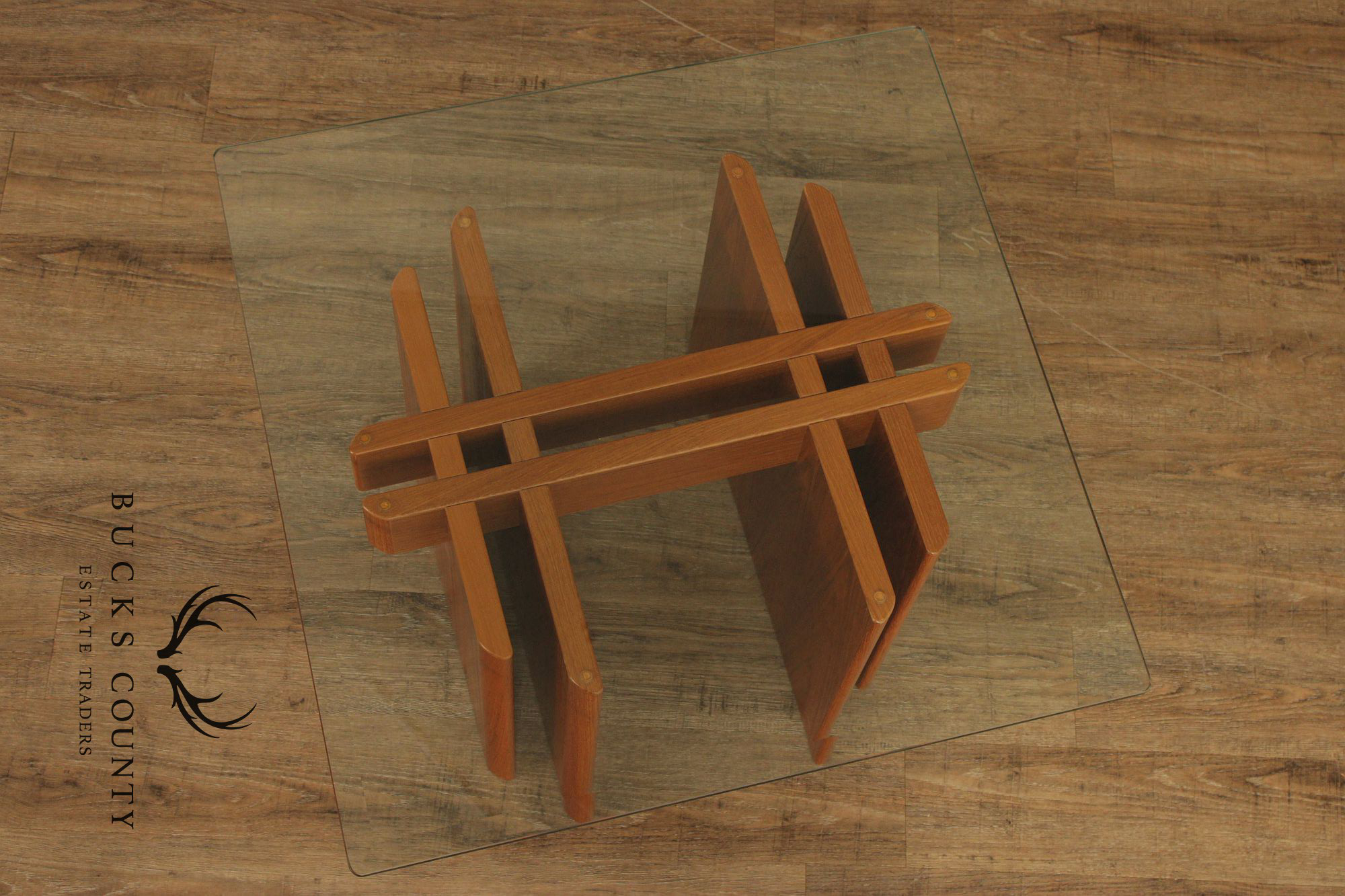 Danish Modern Glass Top Teak End Table
