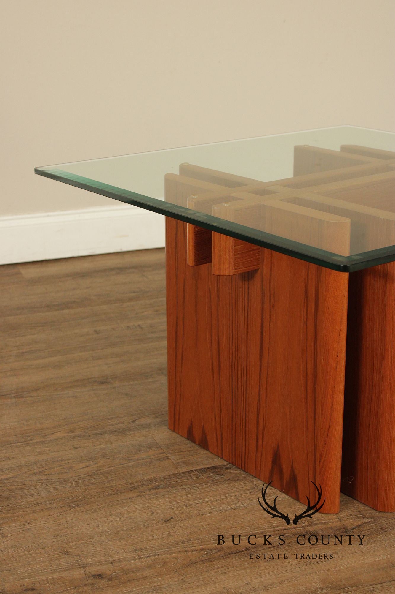 Danish Modern Glass Top Teak End Table