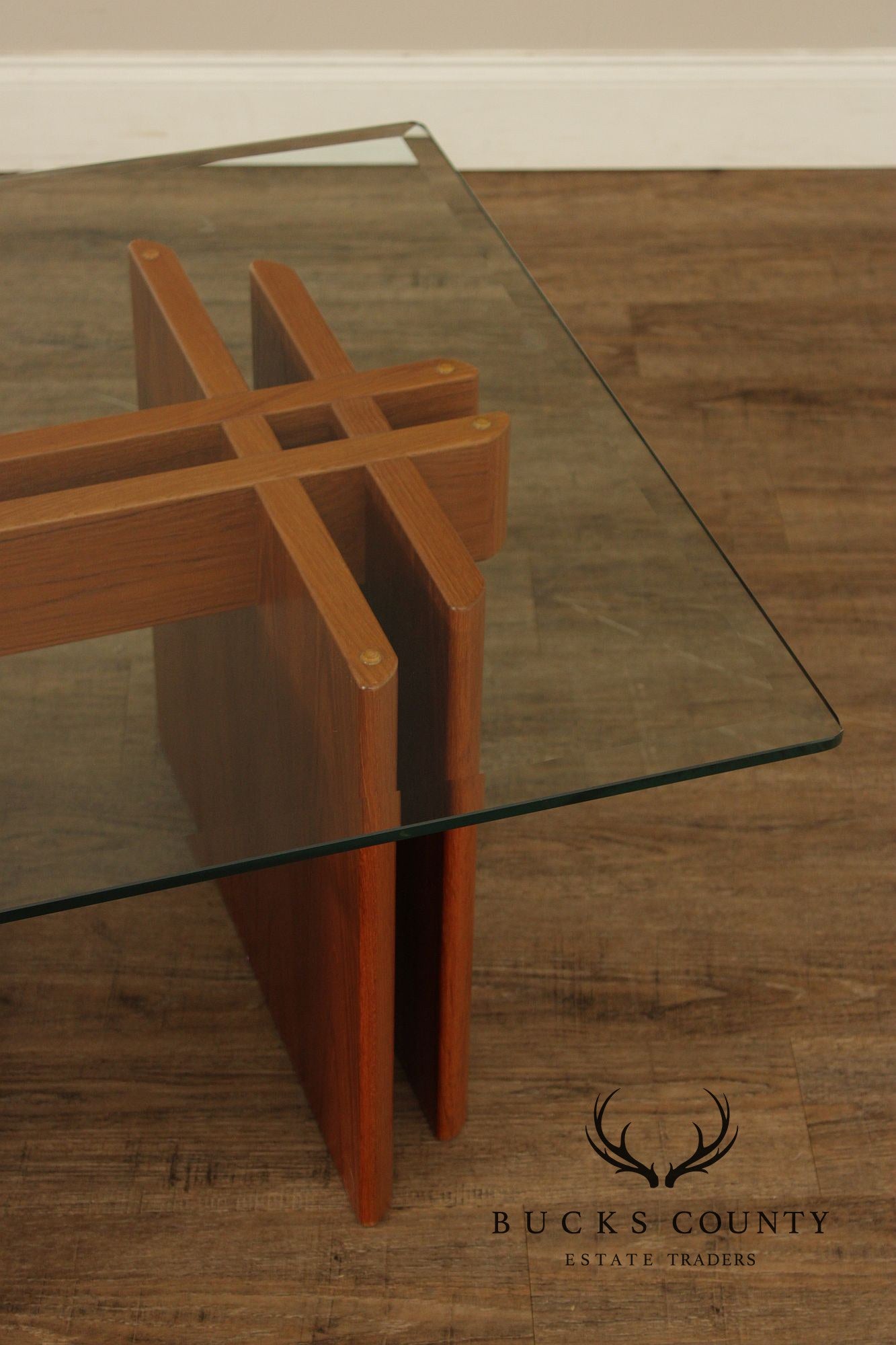 Danish Modern Glass Top Teak End Table