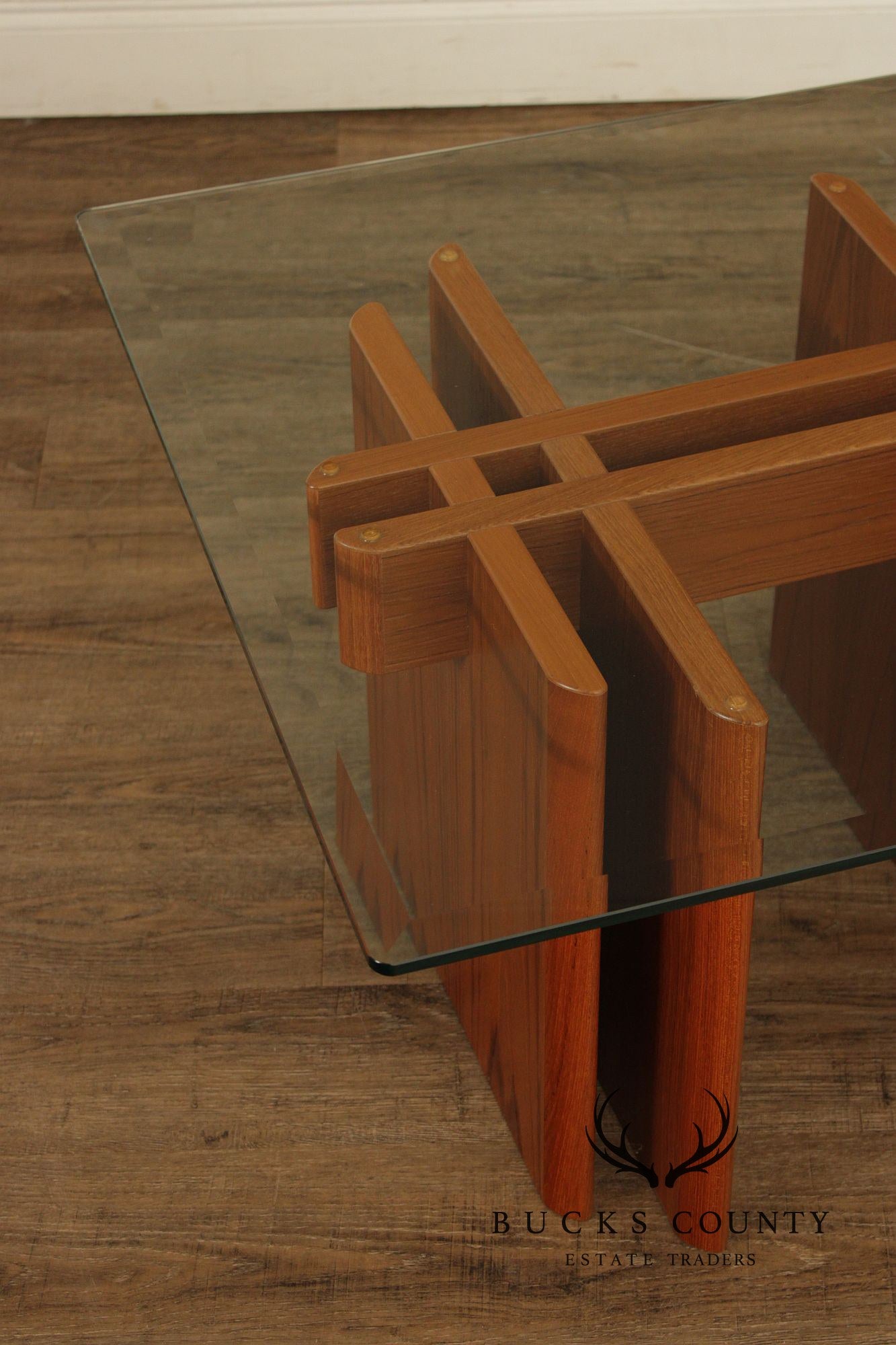 Danish Modern Glass Top Teak End Table