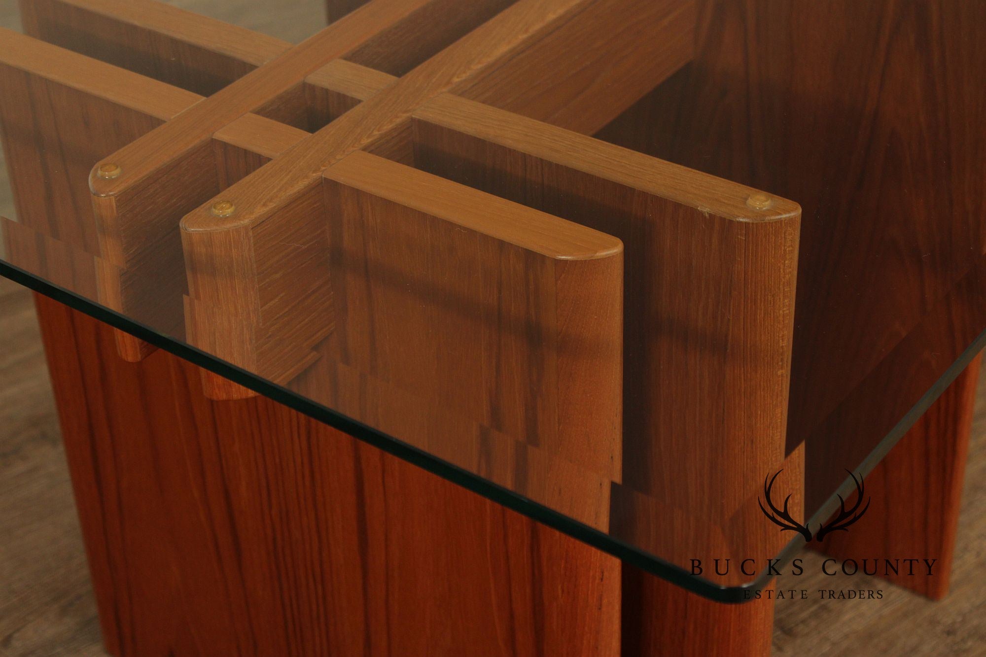 Danish Modern Glass Top Teak End Table