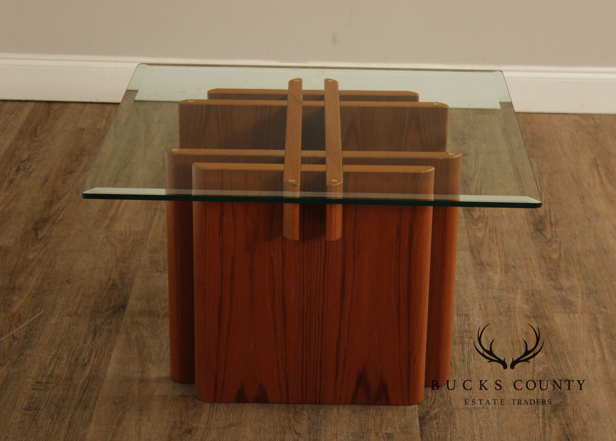 Danish Modern Glass Top Teak End Table
