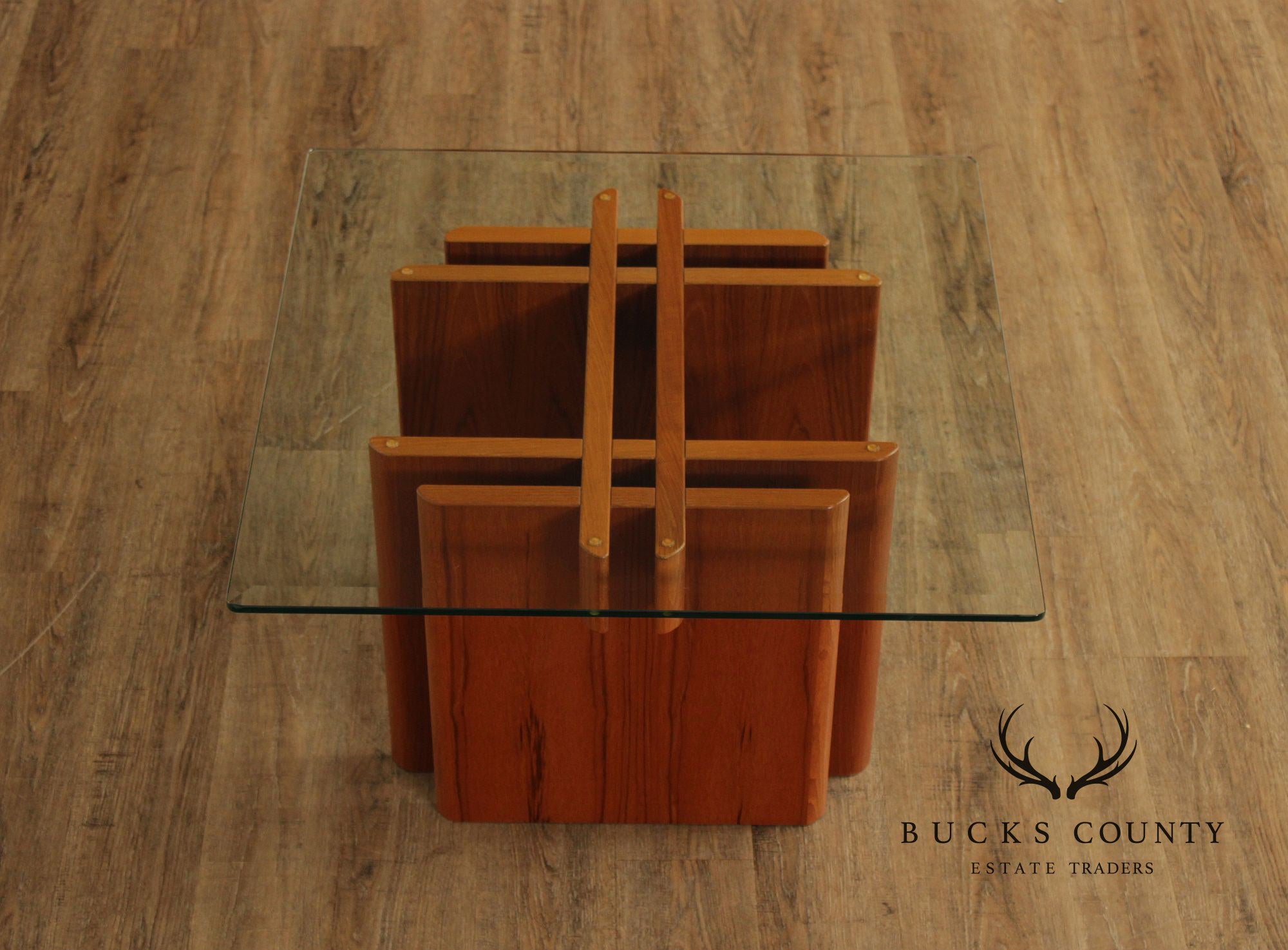 Danish Modern Glass Top Teak End Table