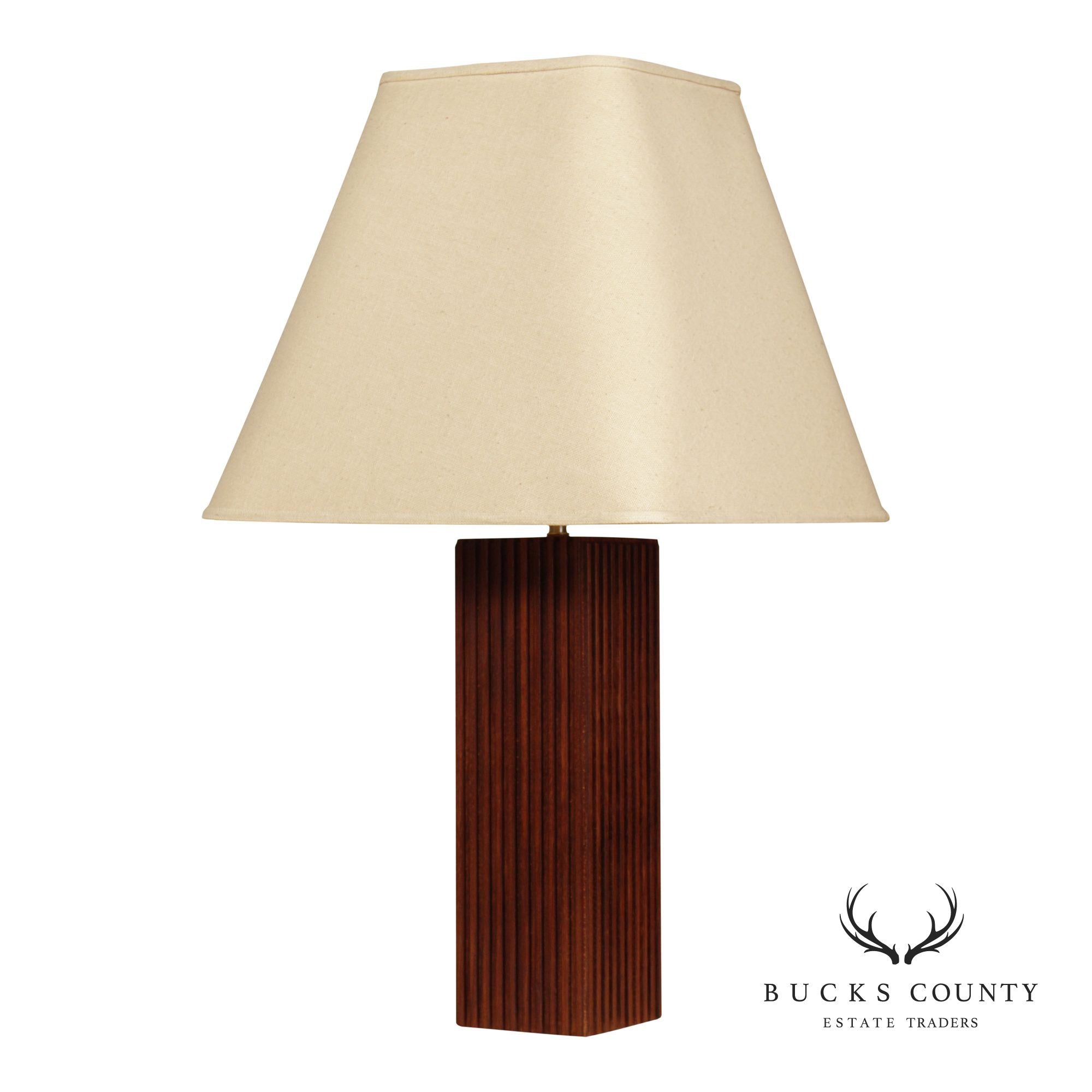 Mid Century Modern Carved Wood Table Lamp