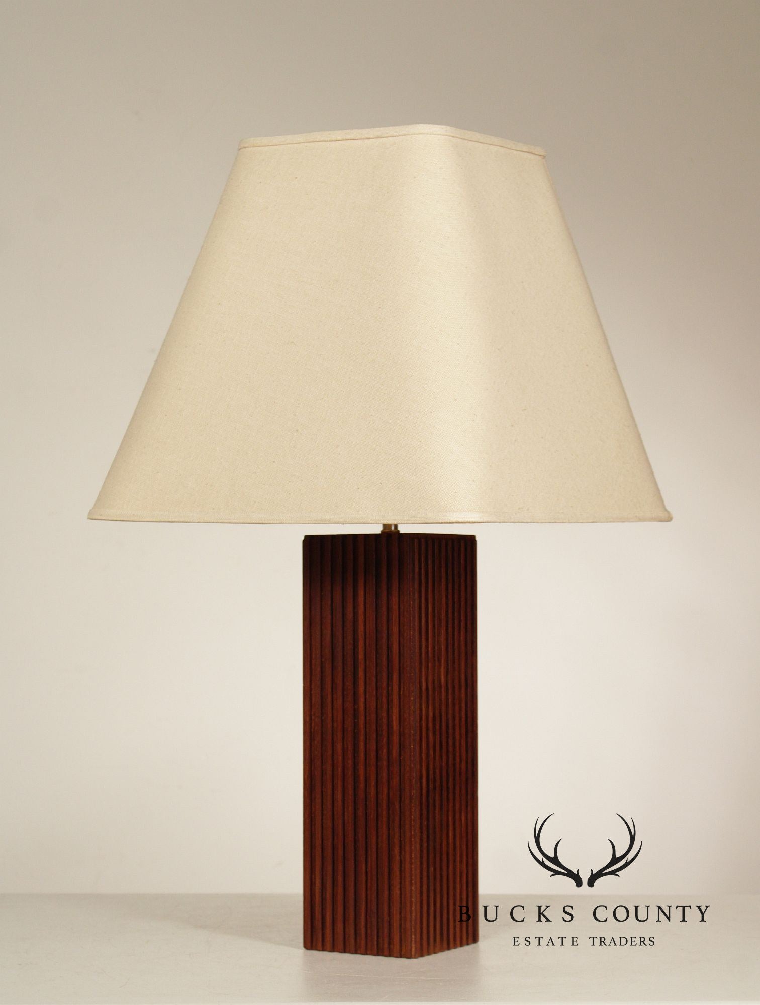 Mid Century Modern Carved Wood Table Lamp