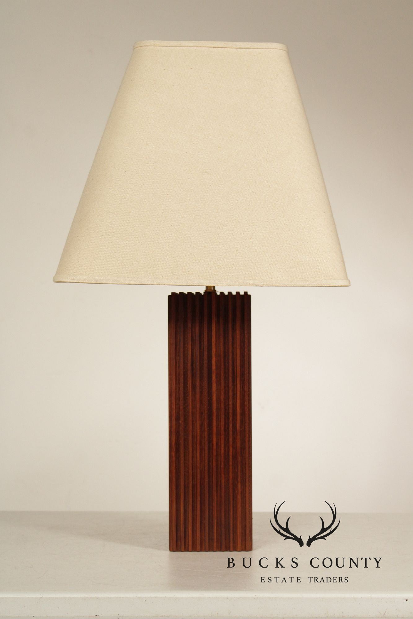 Mid Century Modern Carved Wood Table Lamp