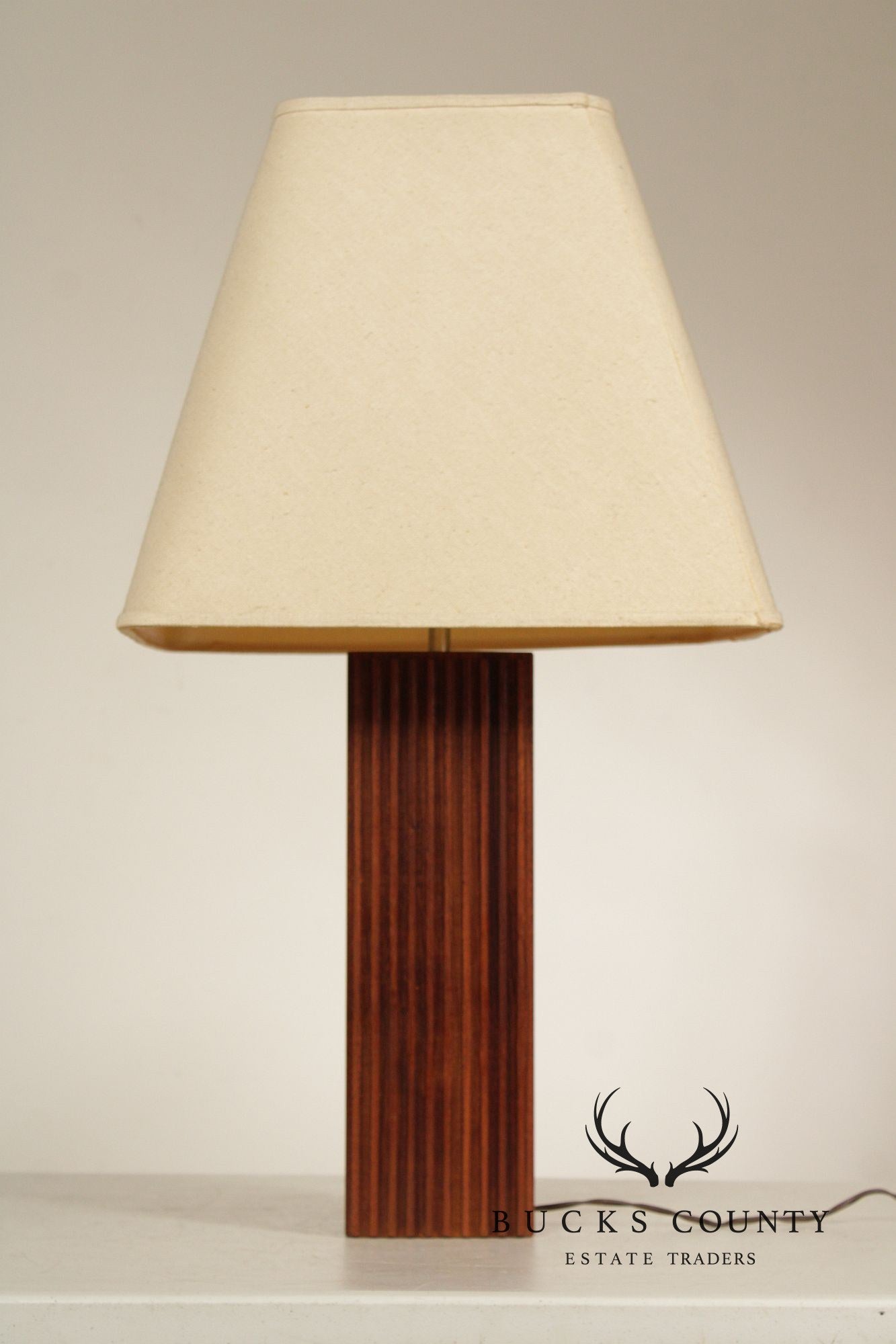 Mid Century Modern Carved Wood Table Lamp