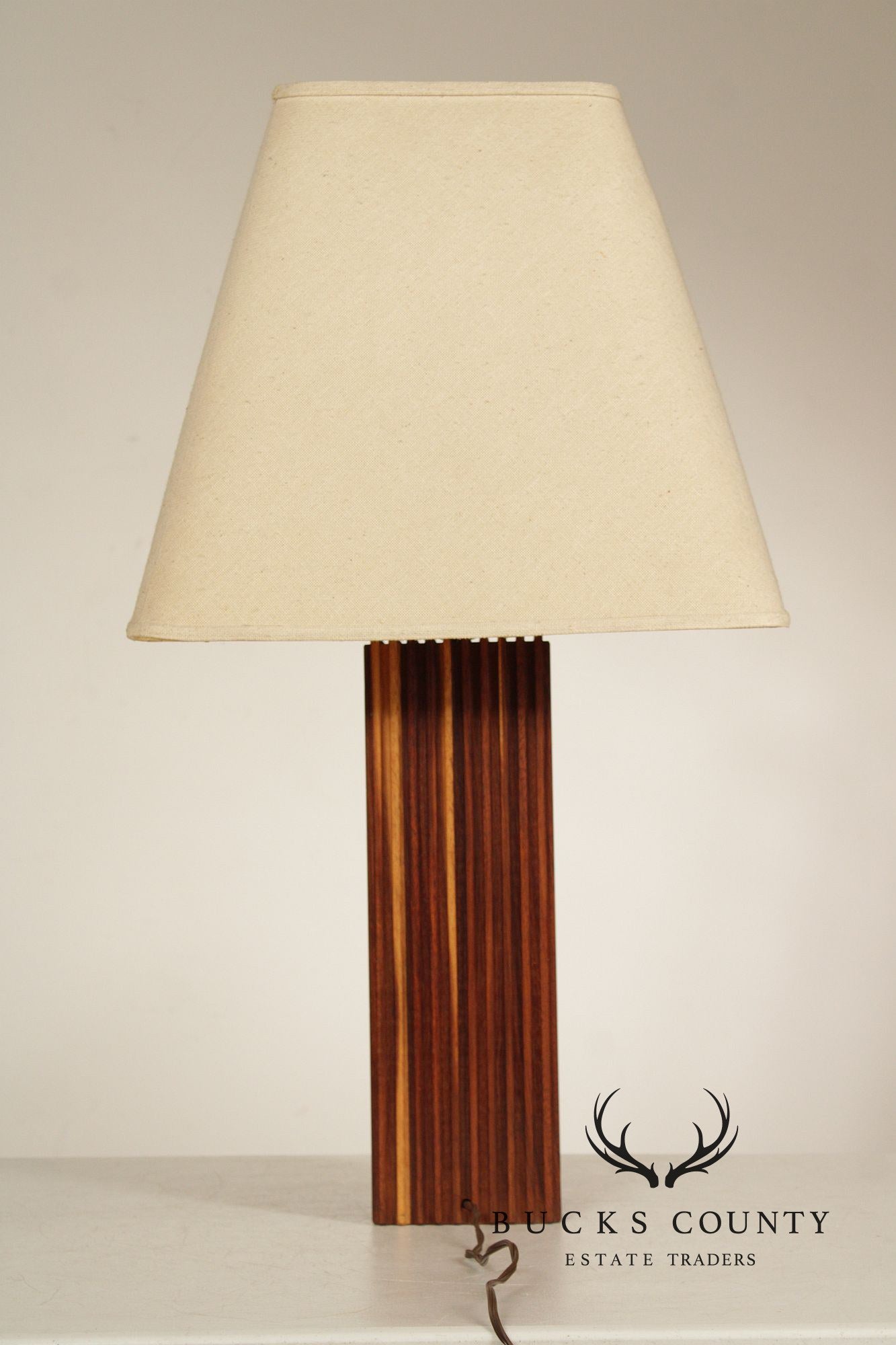 Mid Century Modern Carved Wood Table Lamp