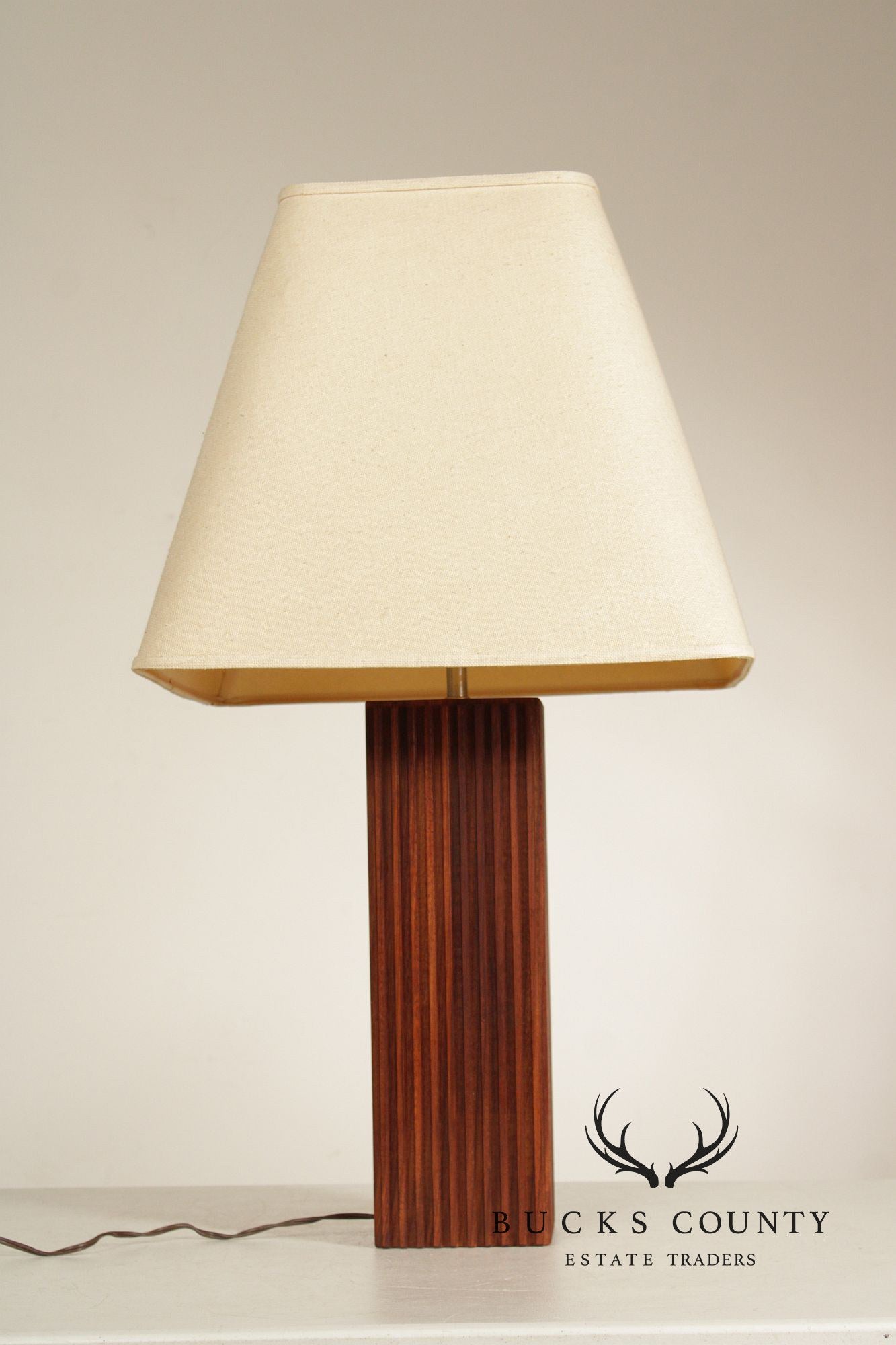 Mid Century Modern Carved Wood Table Lamp