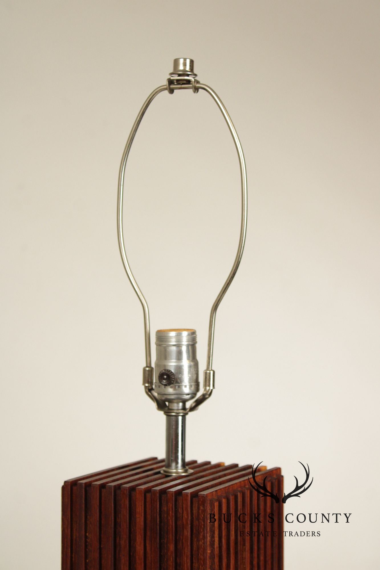 Mid Century Modern Carved Wood Table Lamp