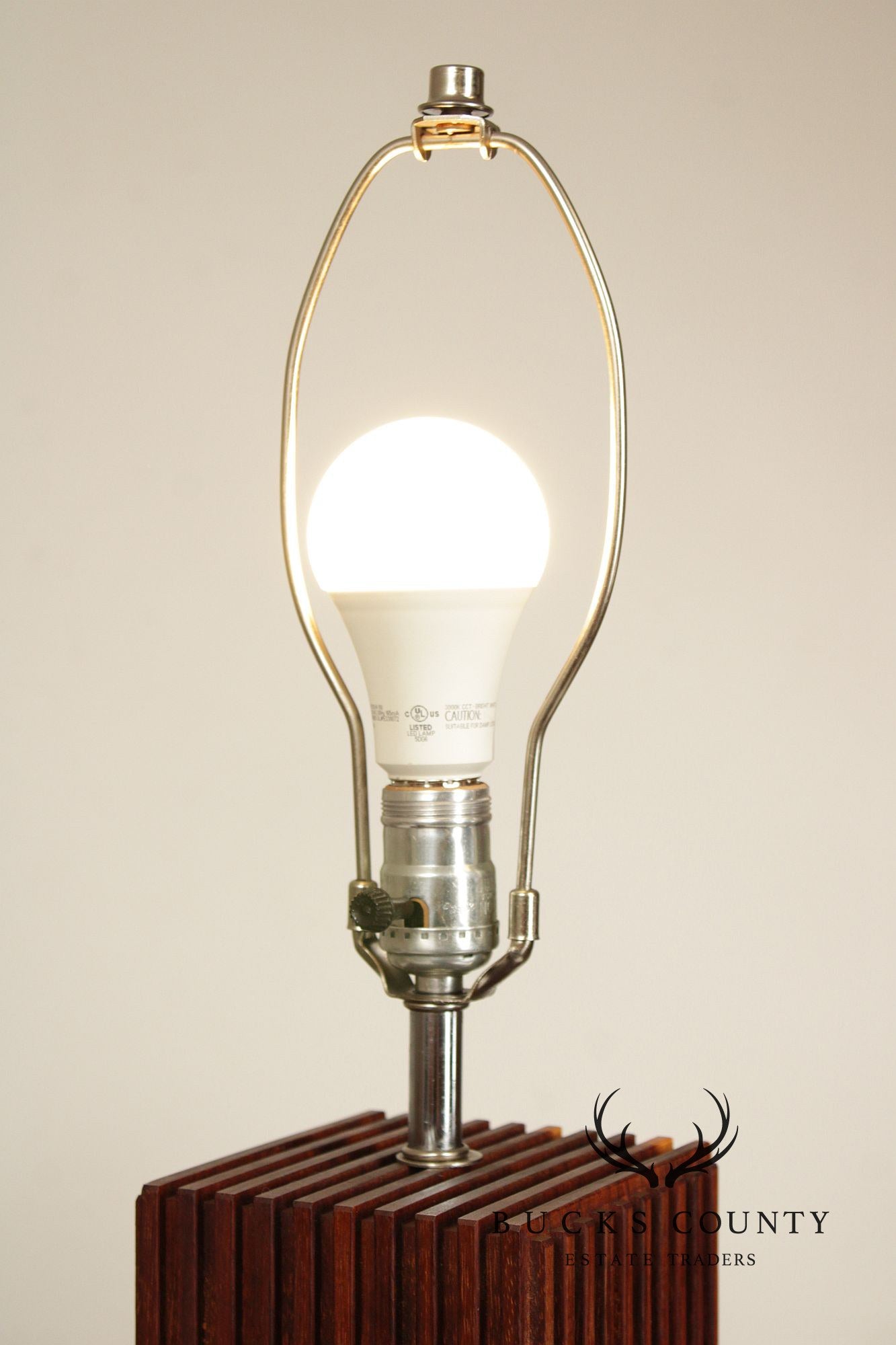 Mid Century Modern Carved Wood Table Lamp