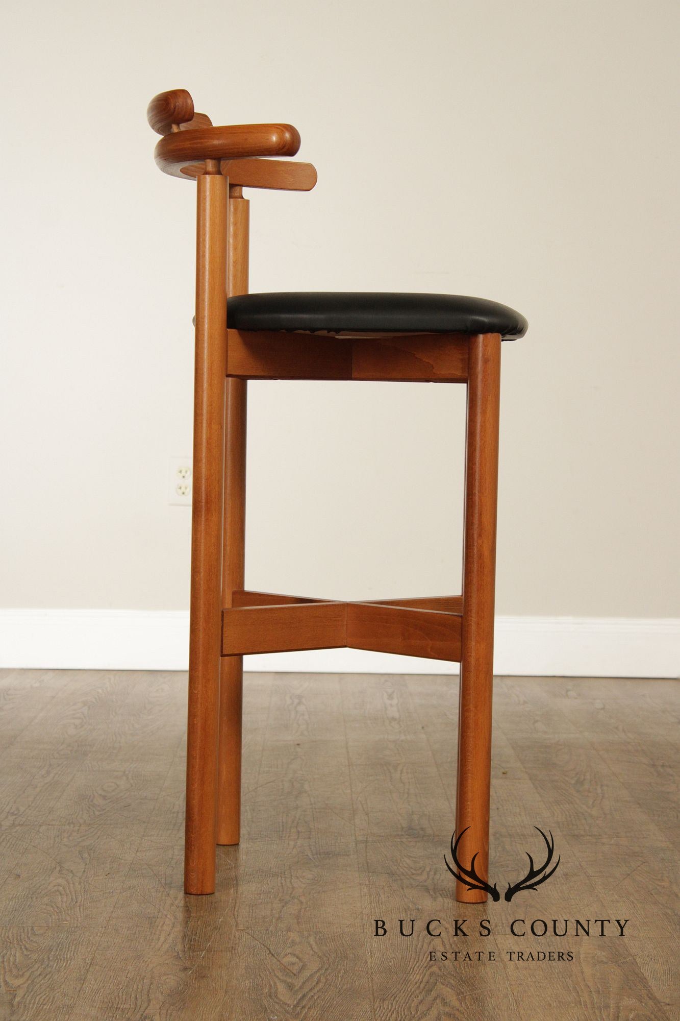 Findahls Møbelfabrik Danish Modern Pair Beech Wood Bar Stools