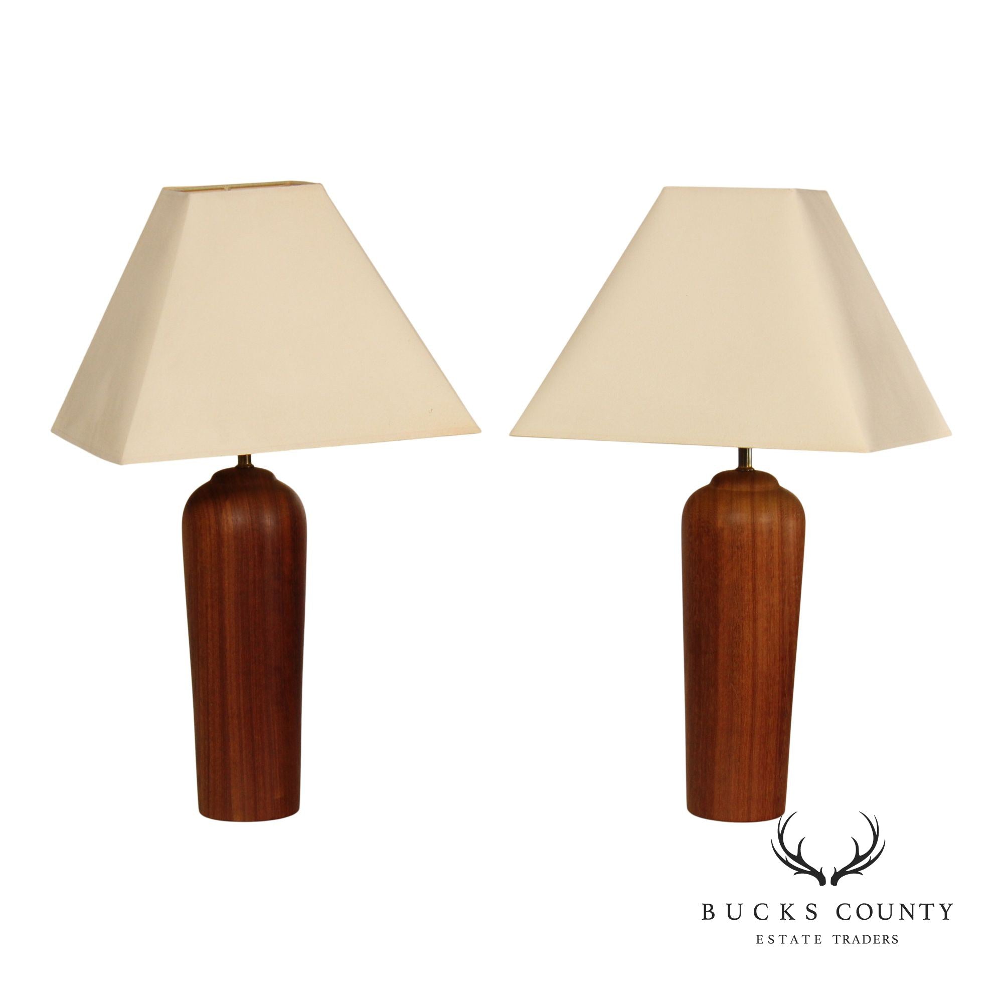 Danish Modern Pair of Sculpted Teak Table Lamps