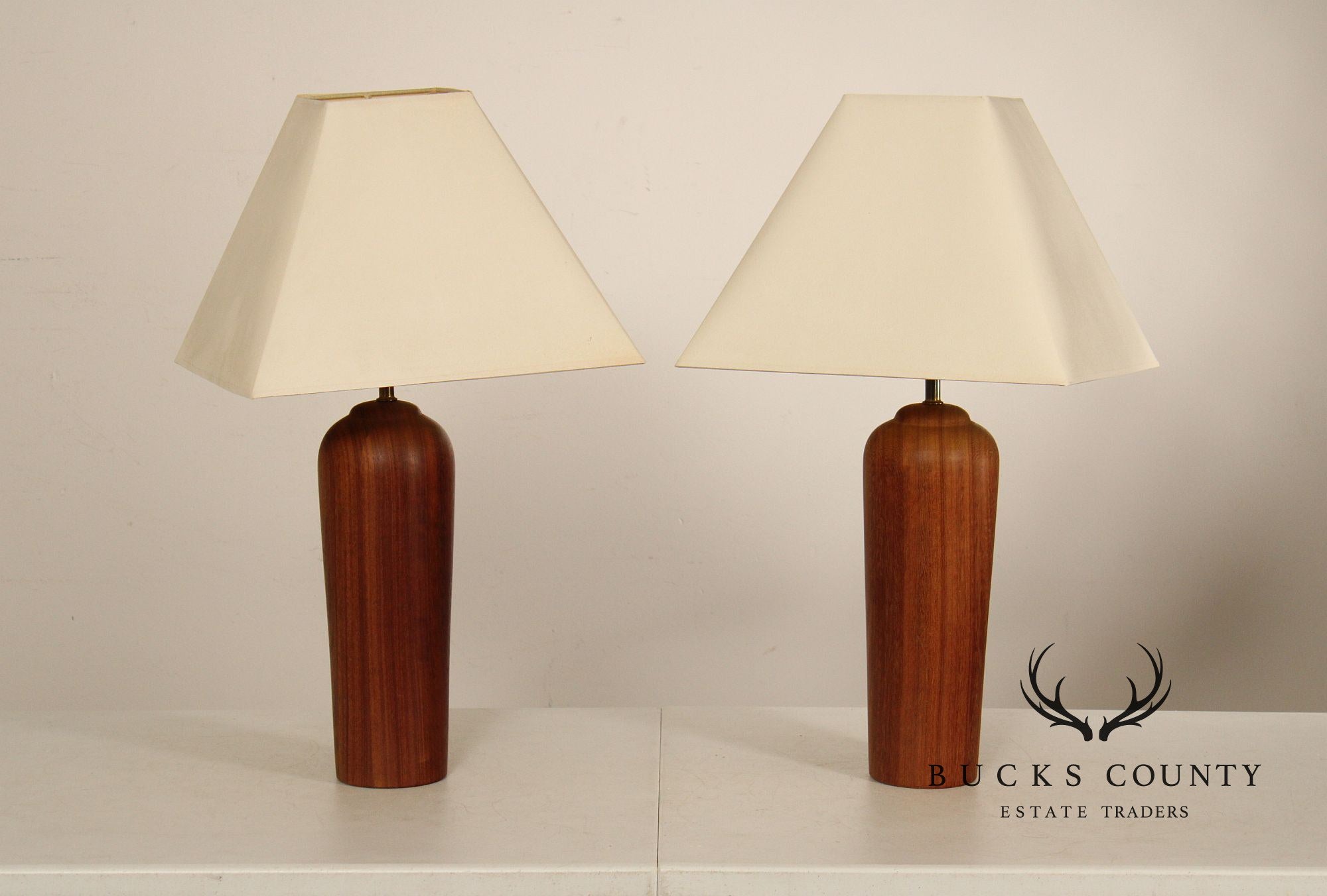 Danish Modern Pair of Sculpted Teak Table Lamps