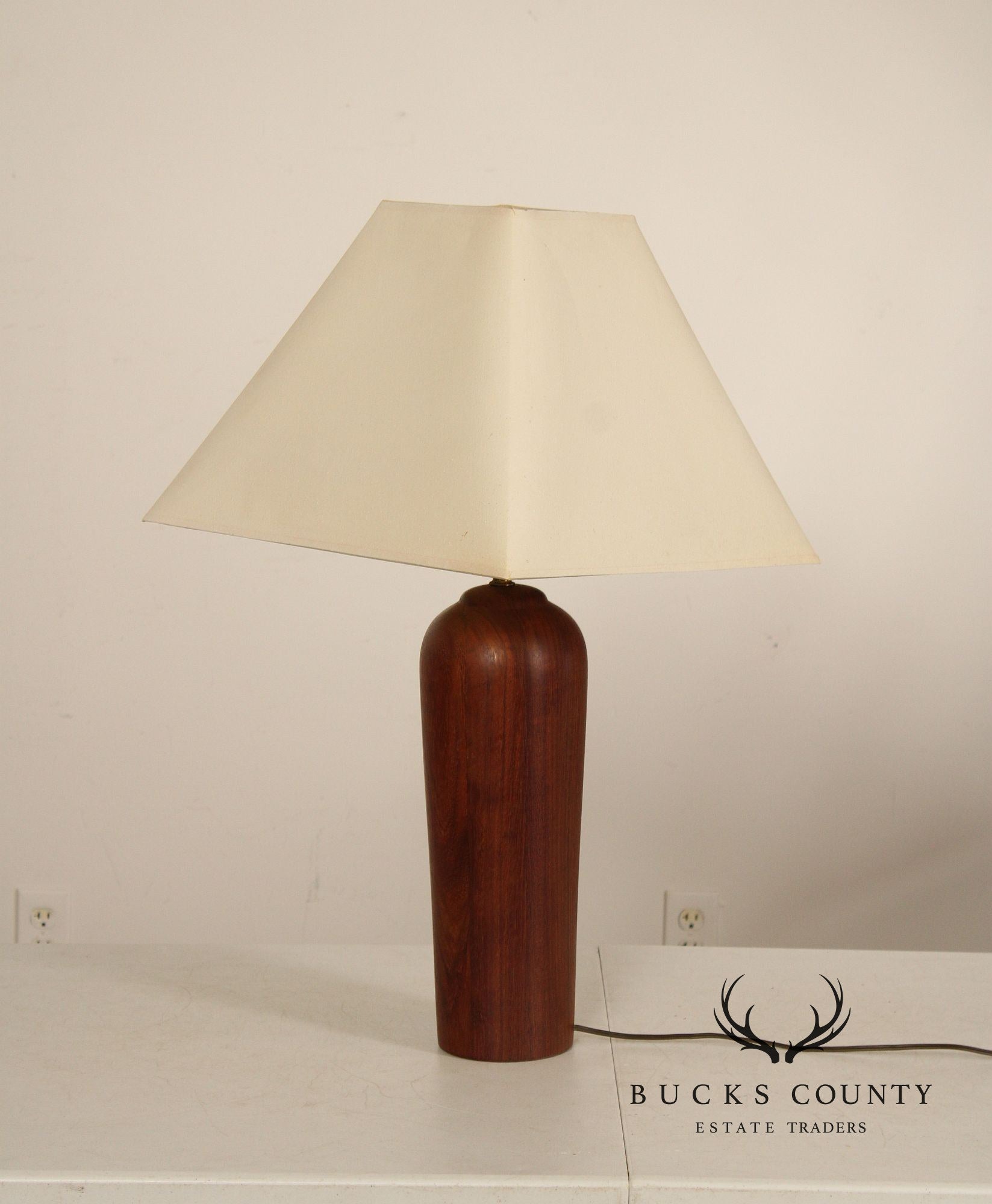 Danish Modern Pair of Sculpted Teak Table Lamps