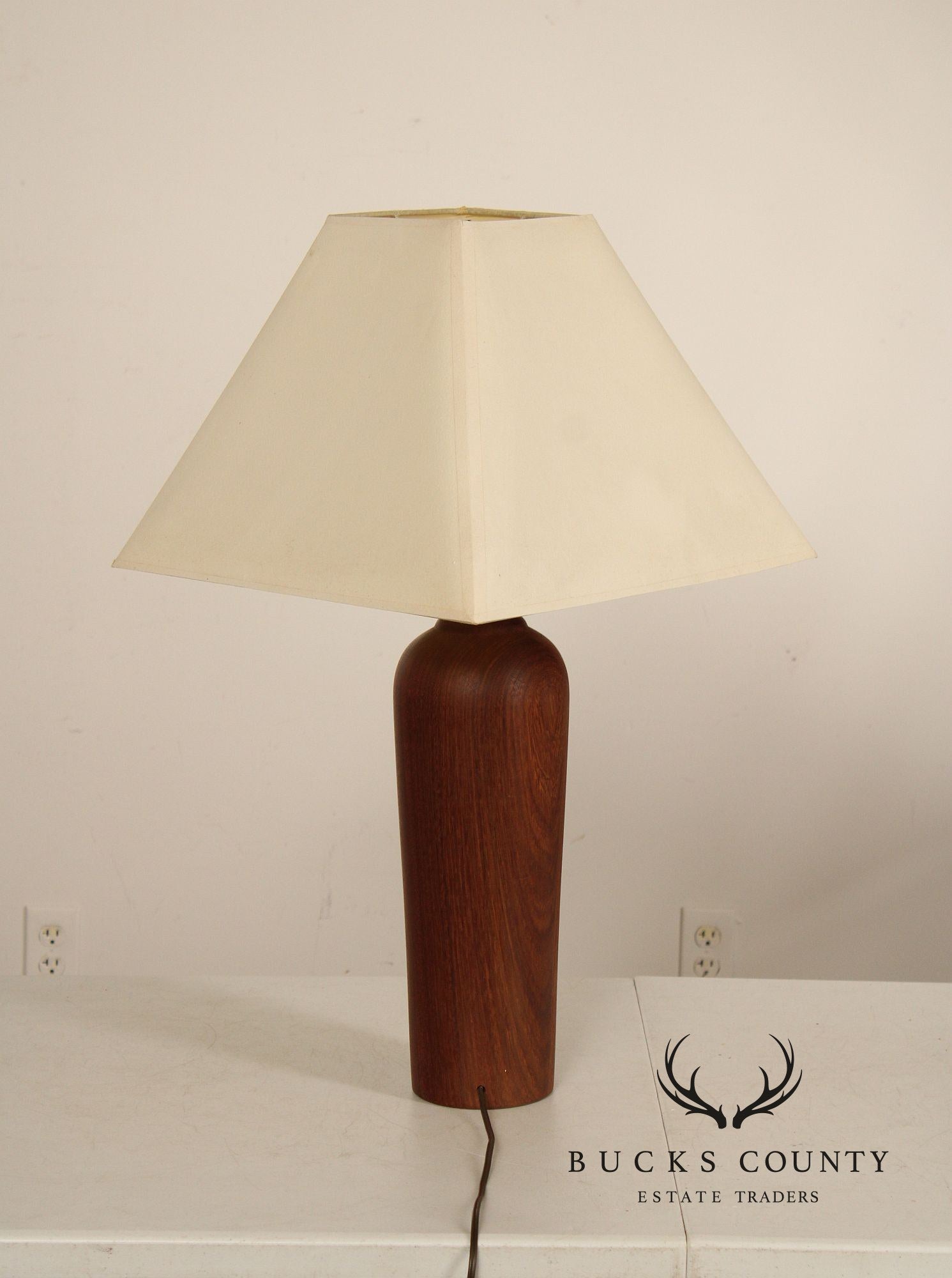 Danish Modern Pair of Sculpted Teak Table Lamps