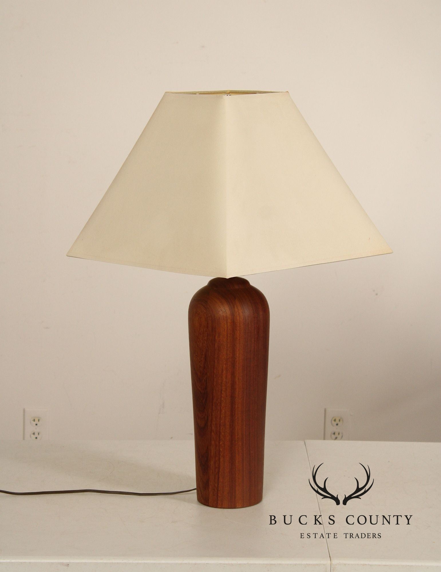Danish Modern Pair of Sculpted Teak Table Lamps