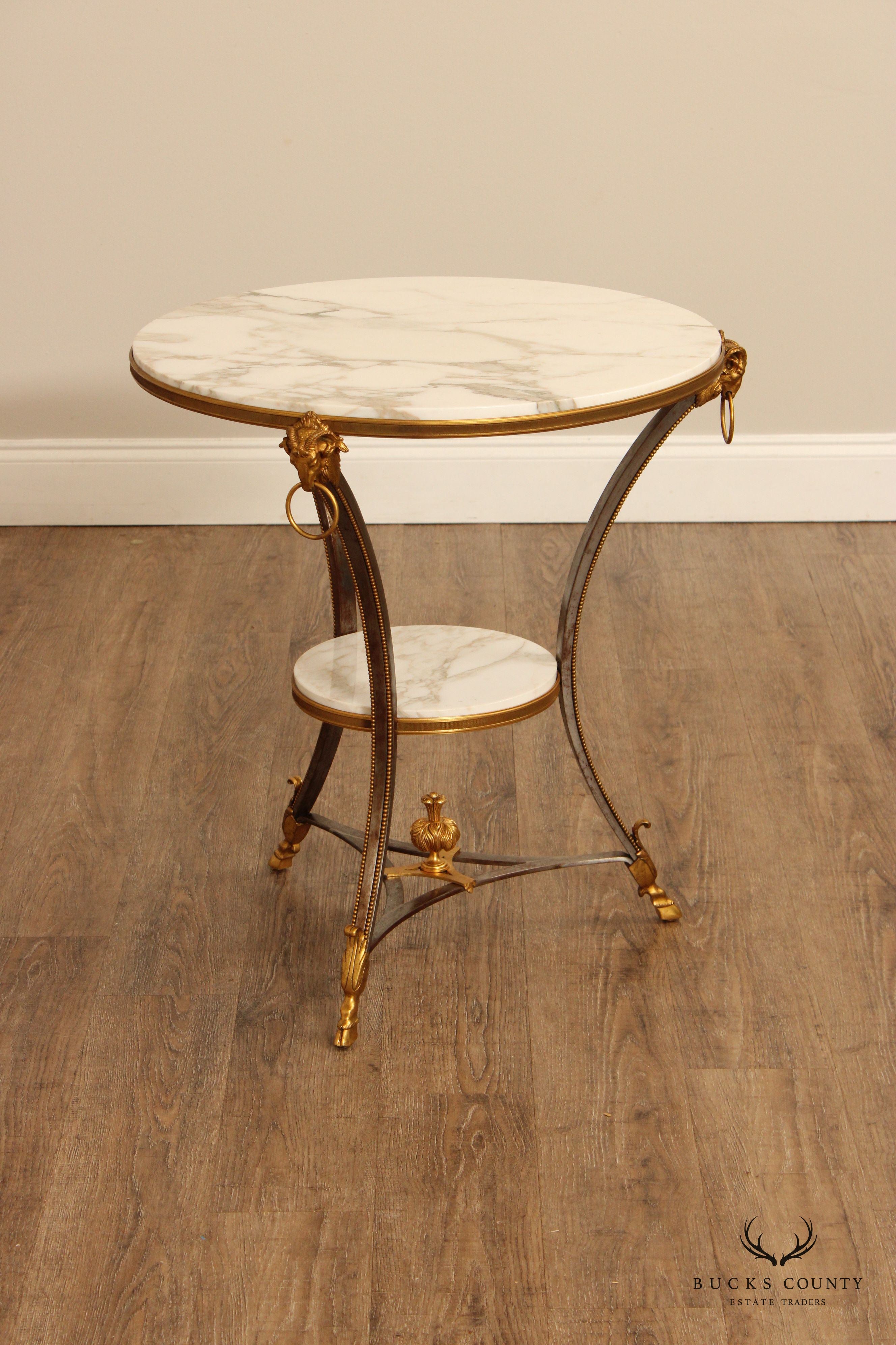 French Louis XVI Style Fine Quality Gilt Bronze Marble Top Gueridon Side Table