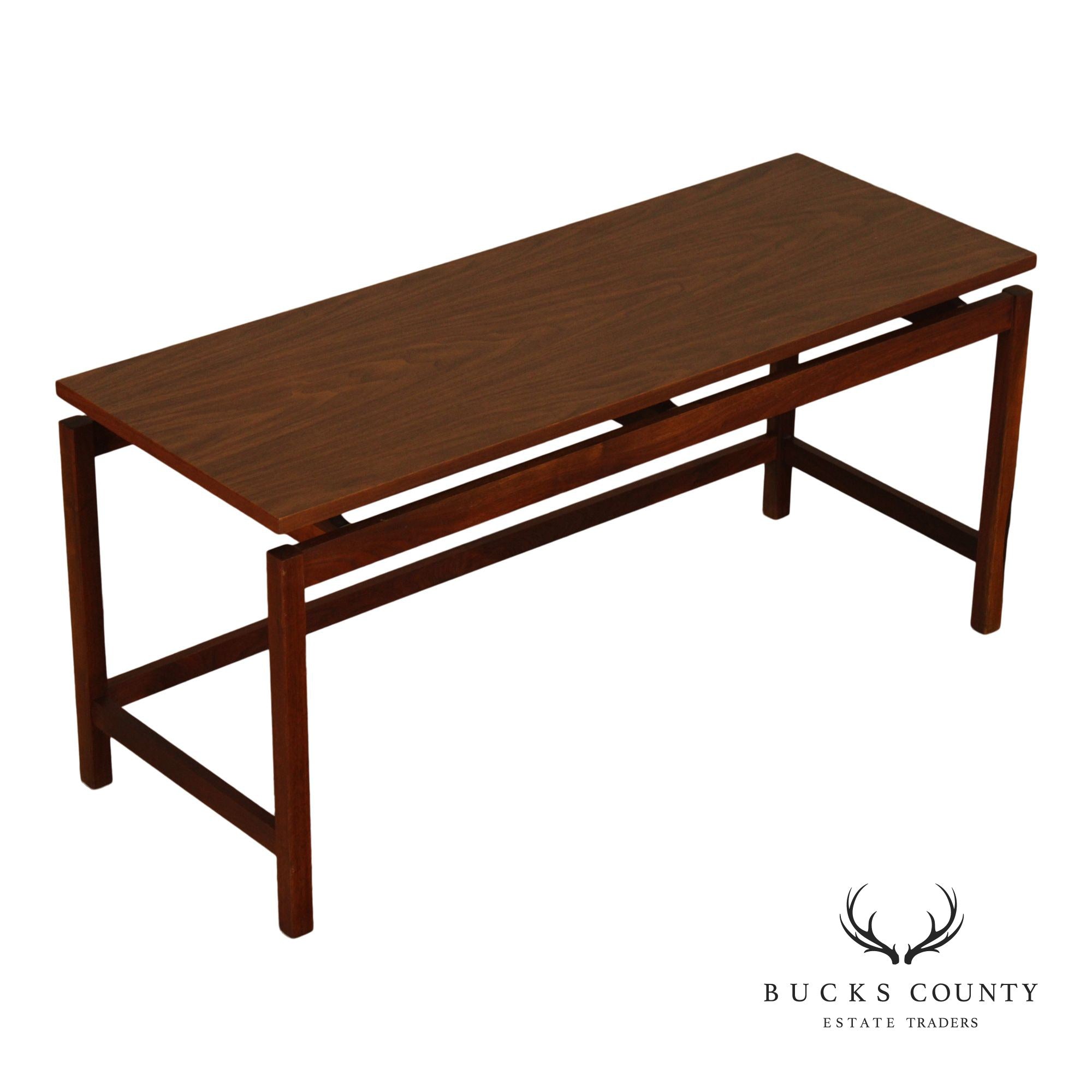 Jens Risom Style Mid Century Modern Walnut Console