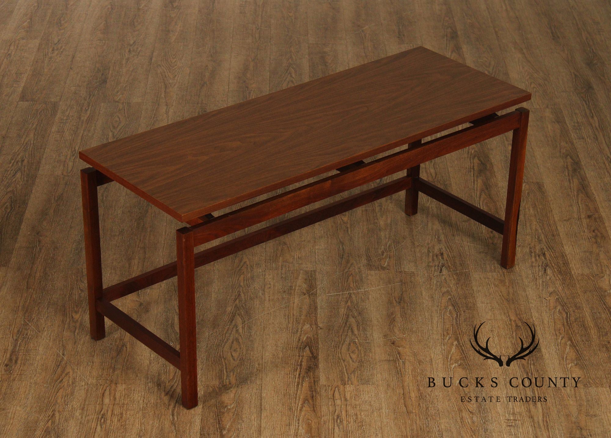 Jens Risom Style Mid Century Modern Walnut Console