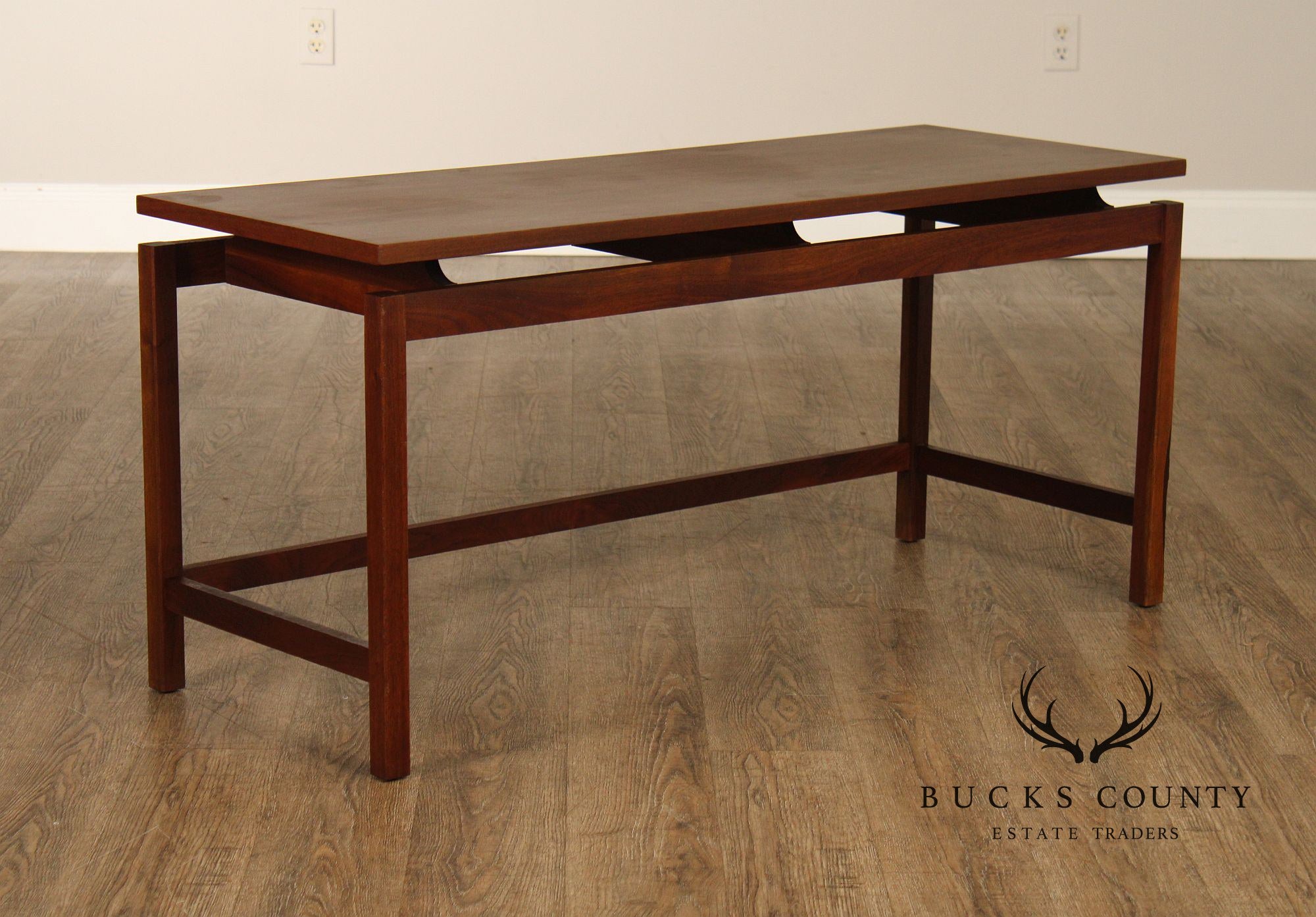Jens Risom Style Mid Century Modern Walnut Console