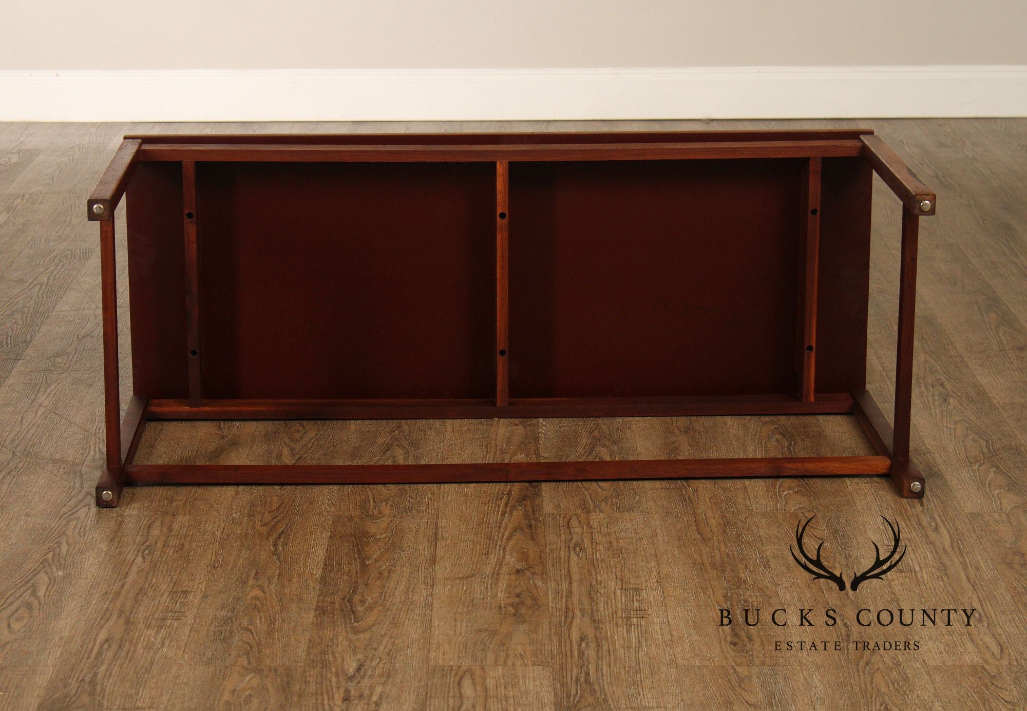 Jens Risom Style Mid Century Modern Walnut Console