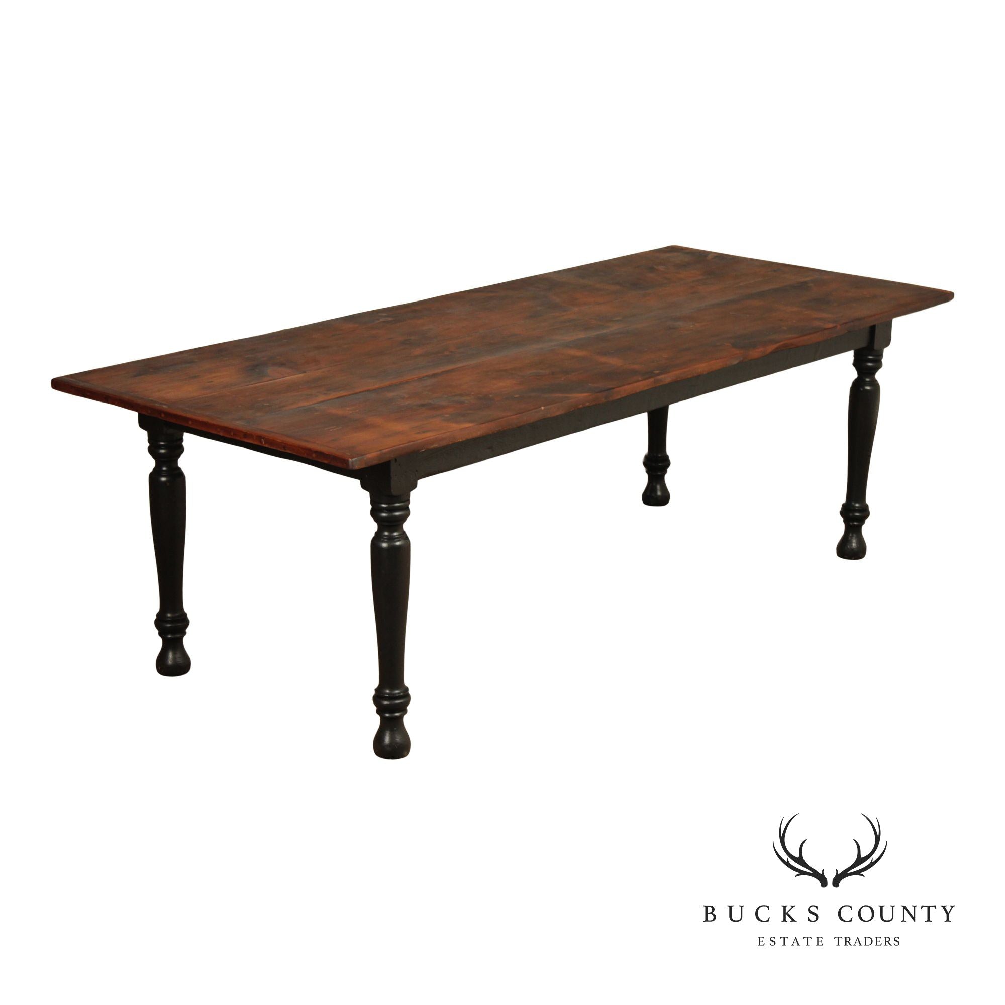Antique Rustic Pine Farmhouse Dining Table