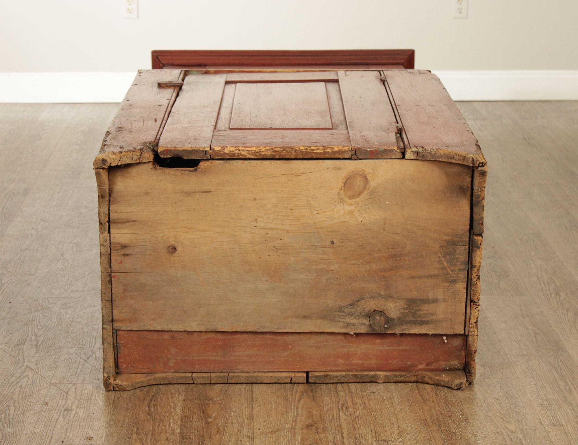 Antique American Primitive Red Painted Pine Two Door Cupboard