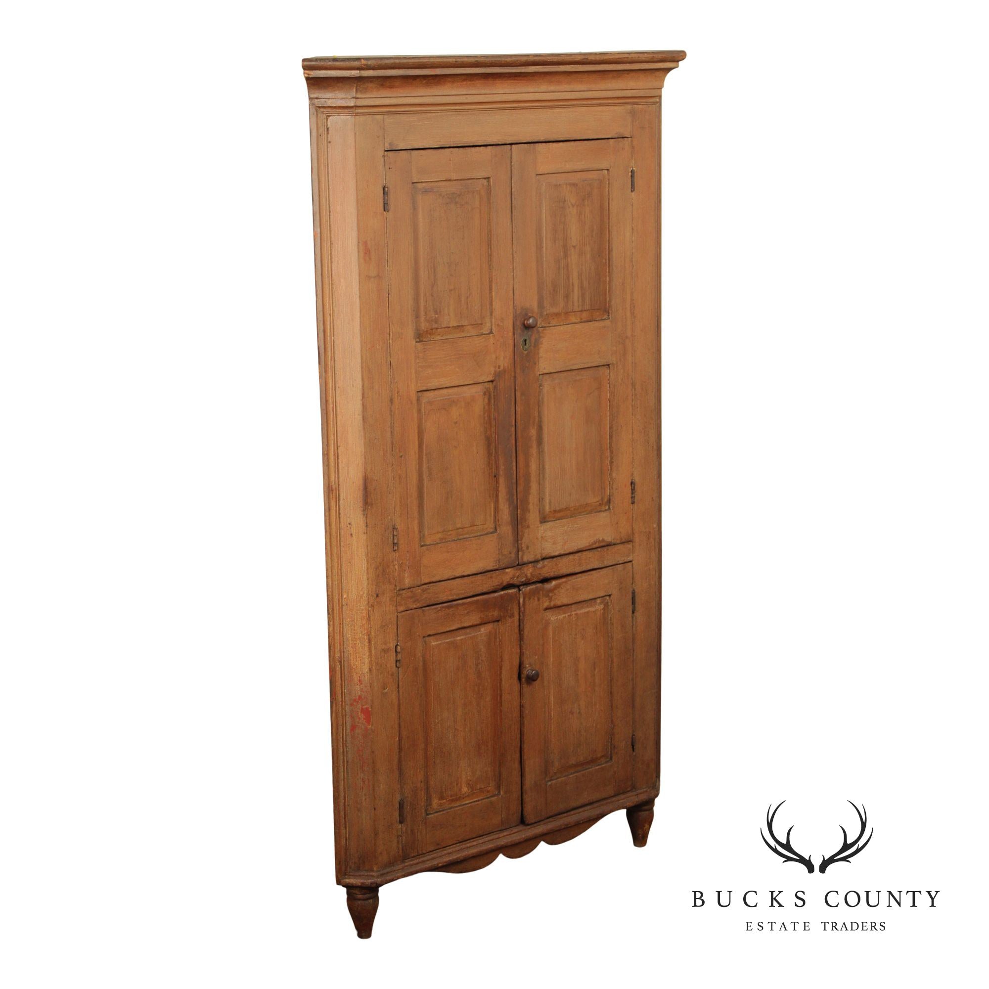 Antique American Primitive Painted Corner Cabinet