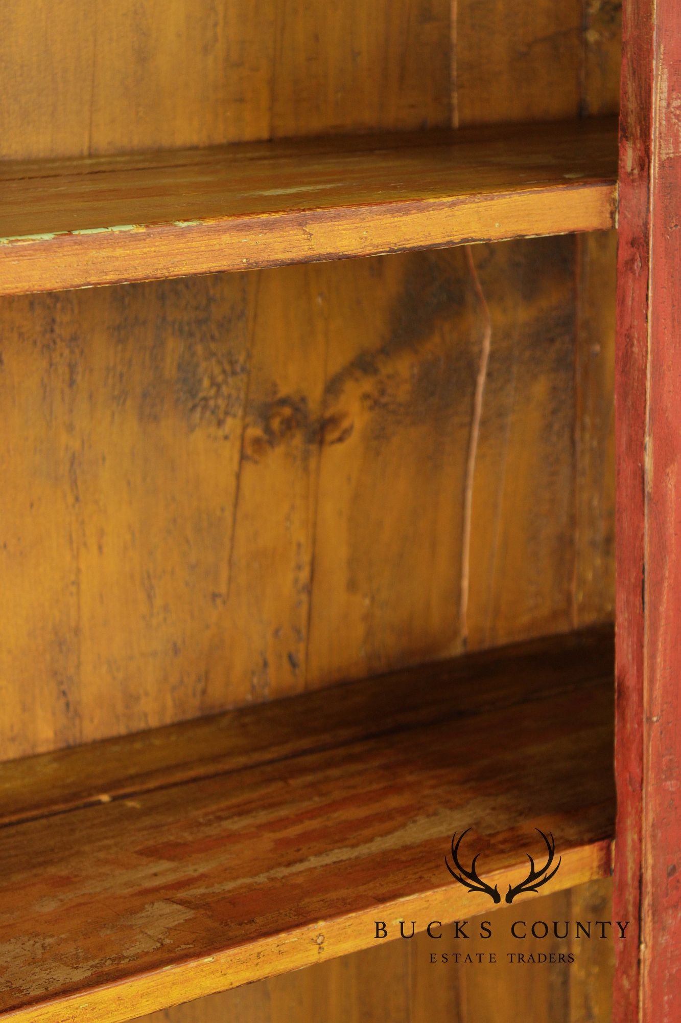 Antique American Primitive Painted Pine Stepback Cupboard