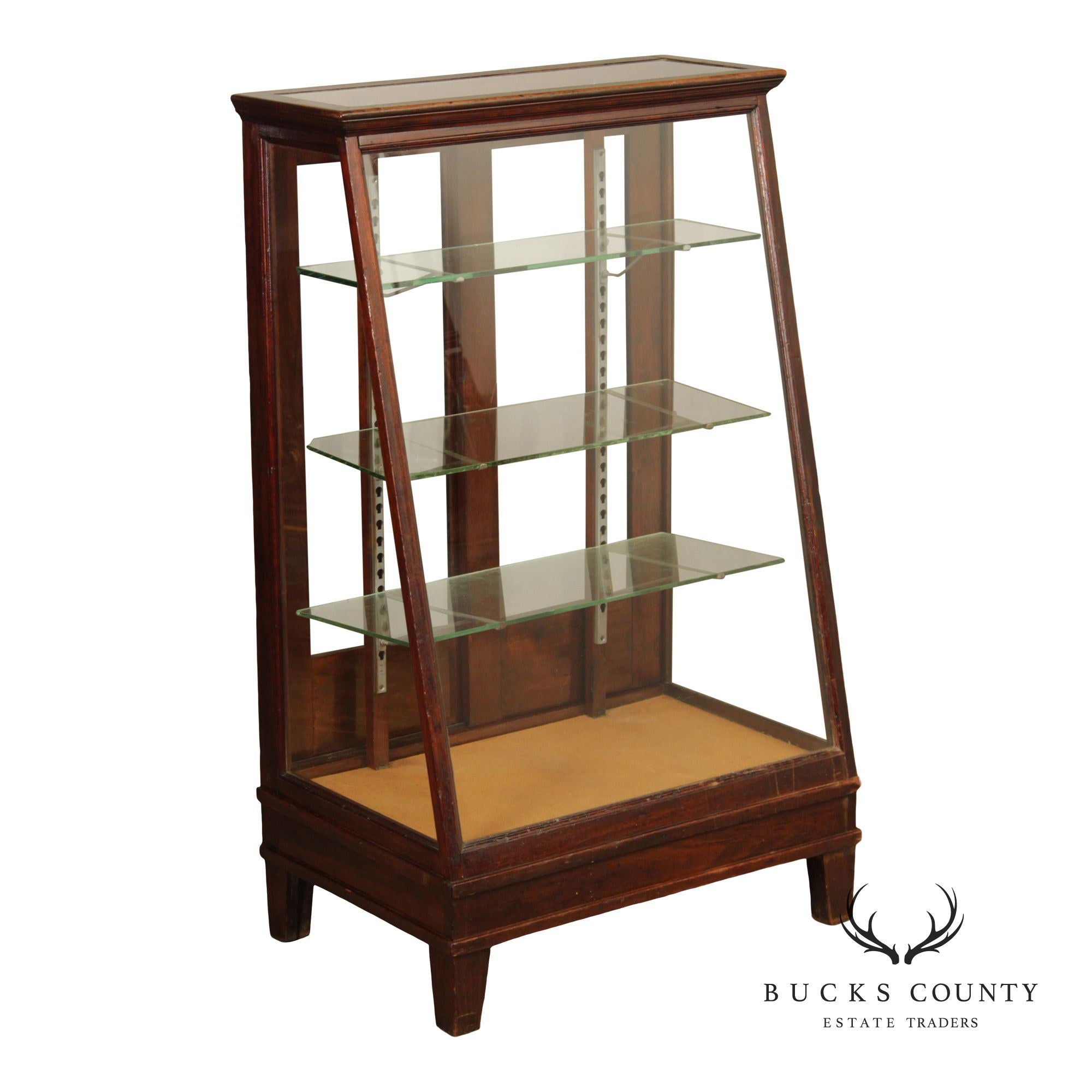 Vintage Wood And Glass Display Showcase Cabinet
