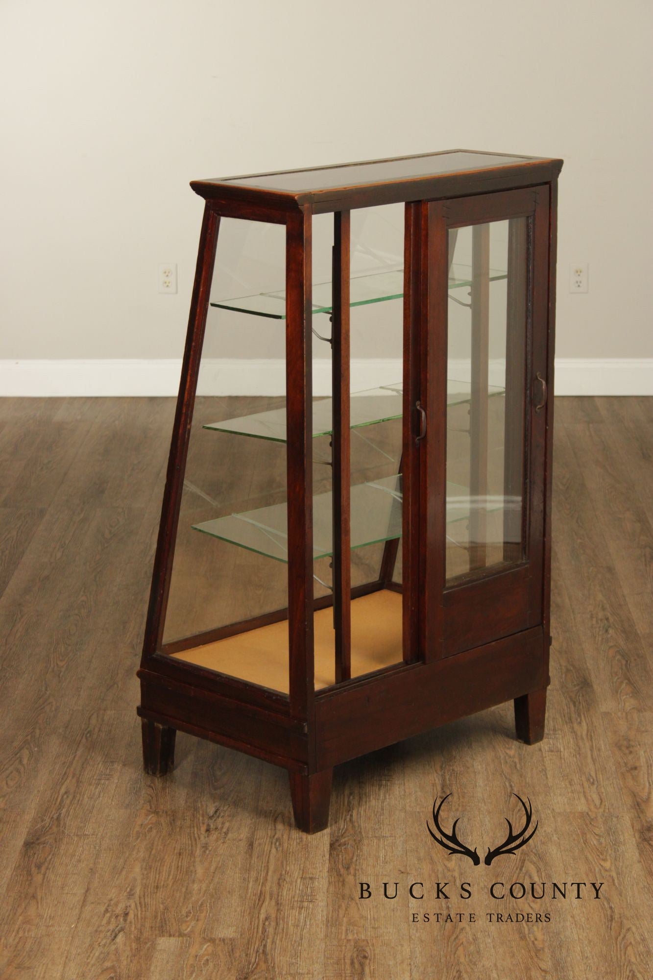 Vintage Wood And Glass Display Showcase Cabinet