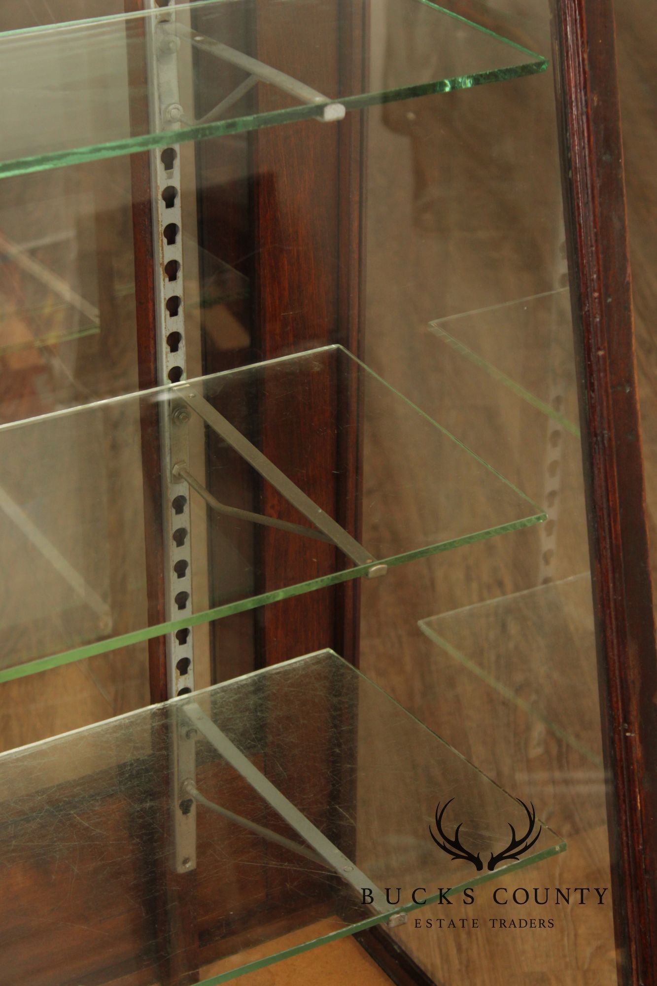 Vintage Wood And Glass Display Showcase Cabinet