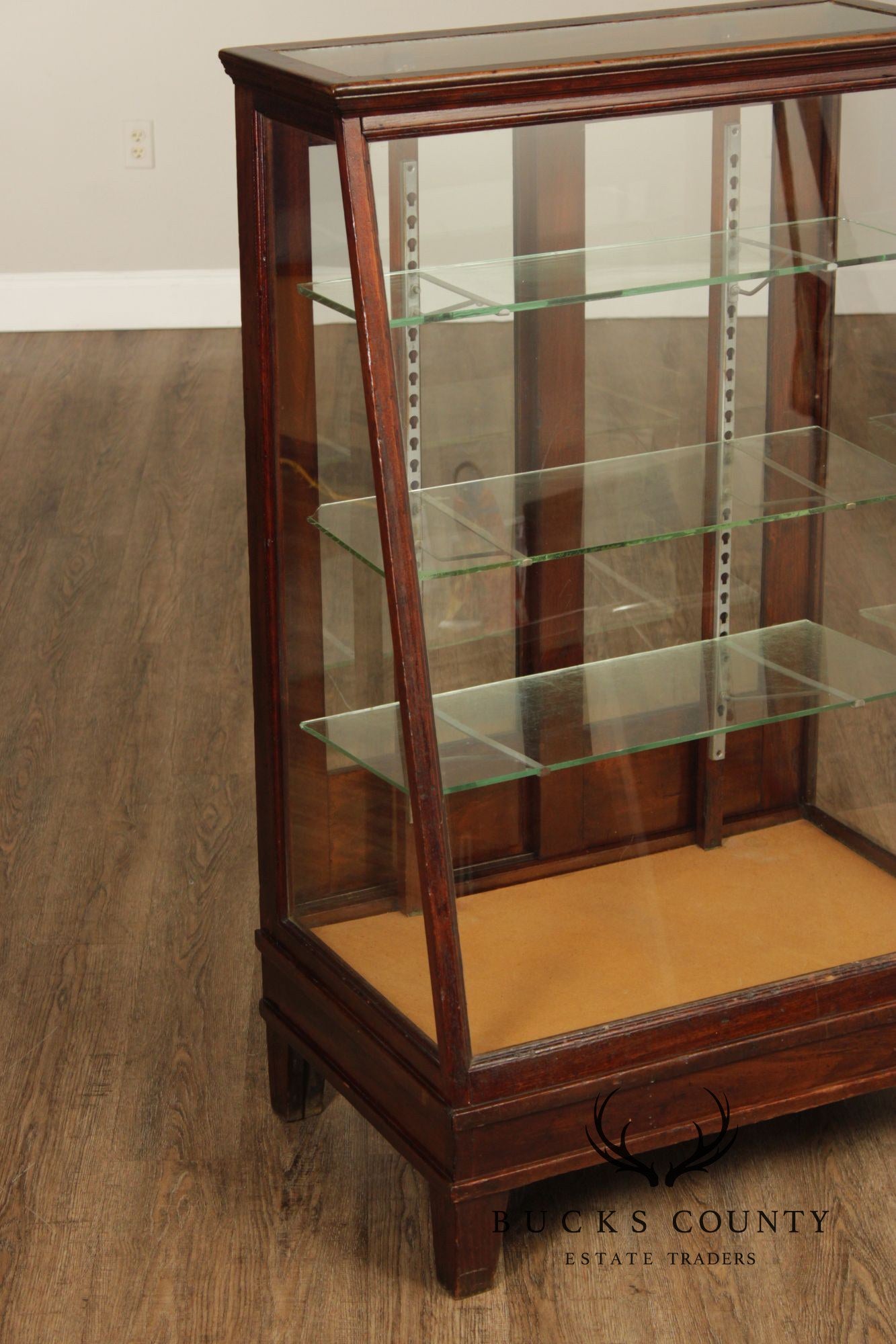 Vintage Wood And Glass Display Showcase Cabinet