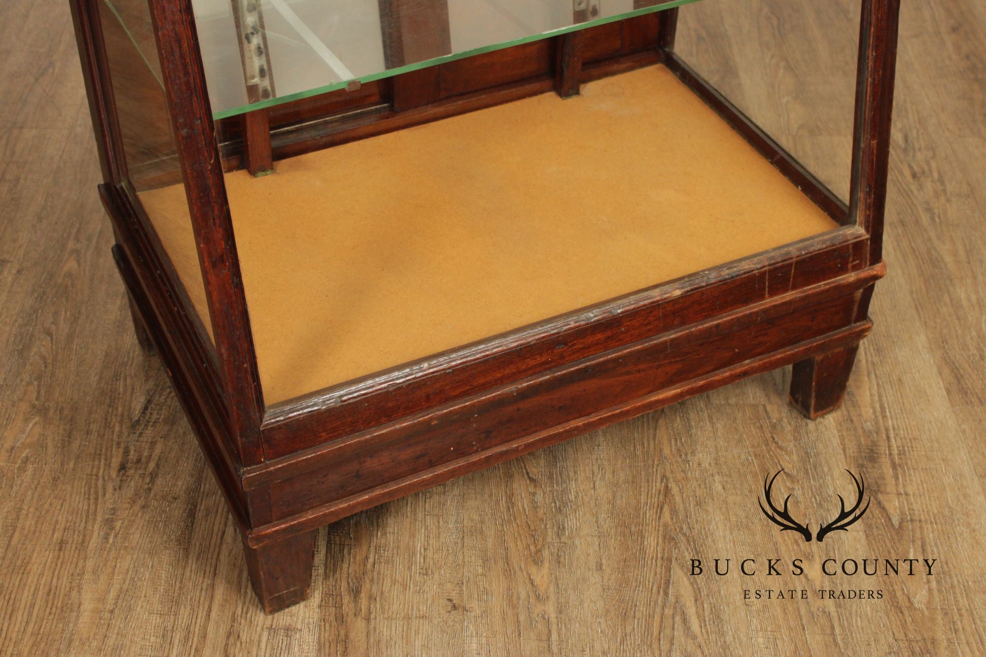 Vintage Wood And Glass Display Showcase Cabinet