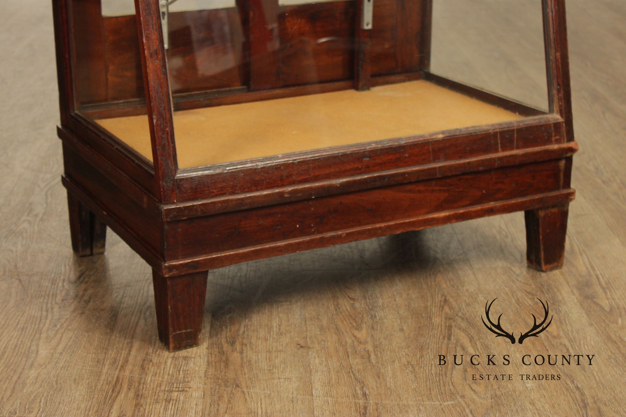 Vintage Wood And Glass Display Showcase Cabinet
