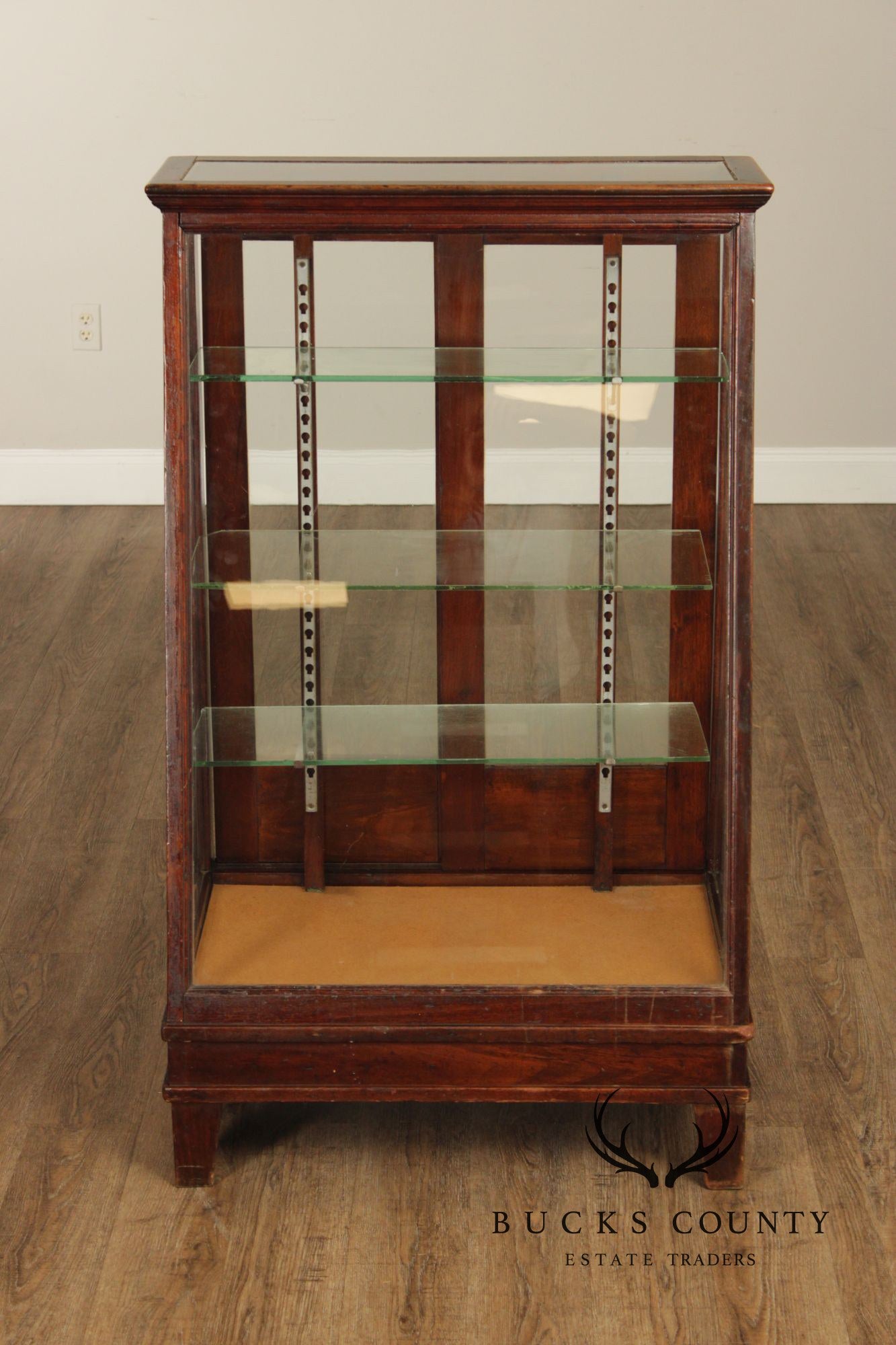 Vintage Wood And Glass Display Showcase Cabinet