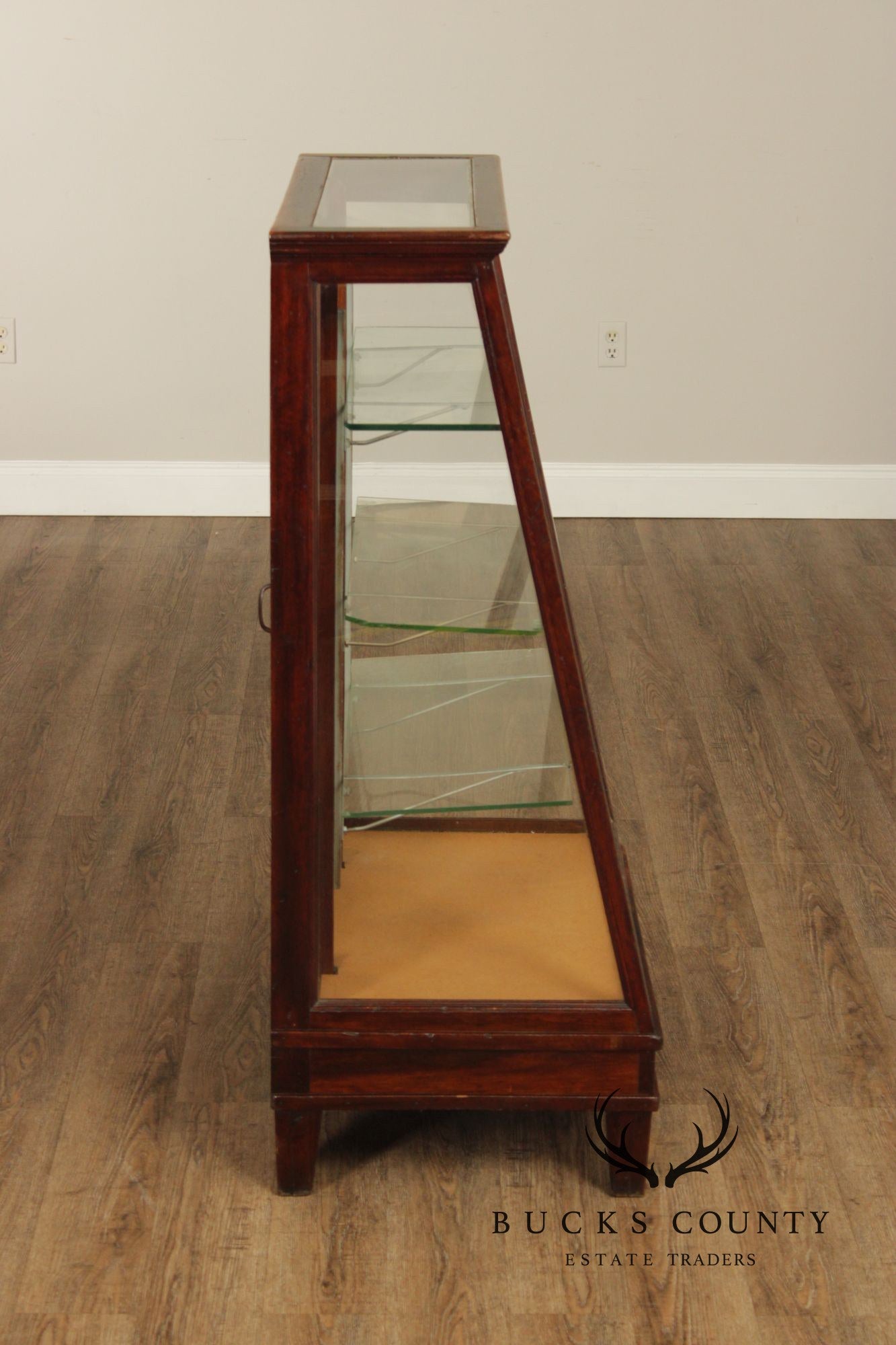 Vintage Wood And Glass Display Showcase Cabinet