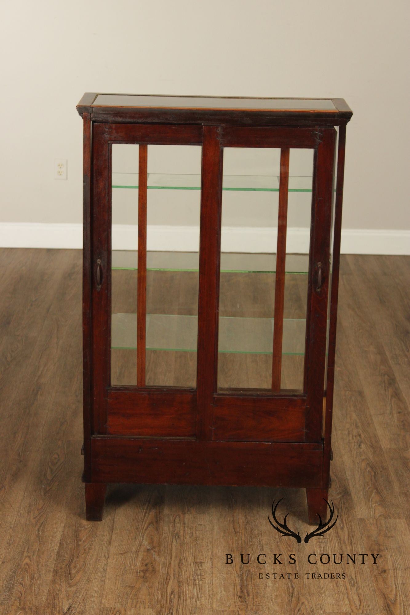 Vintage Wood And Glass Display Showcase Cabinet