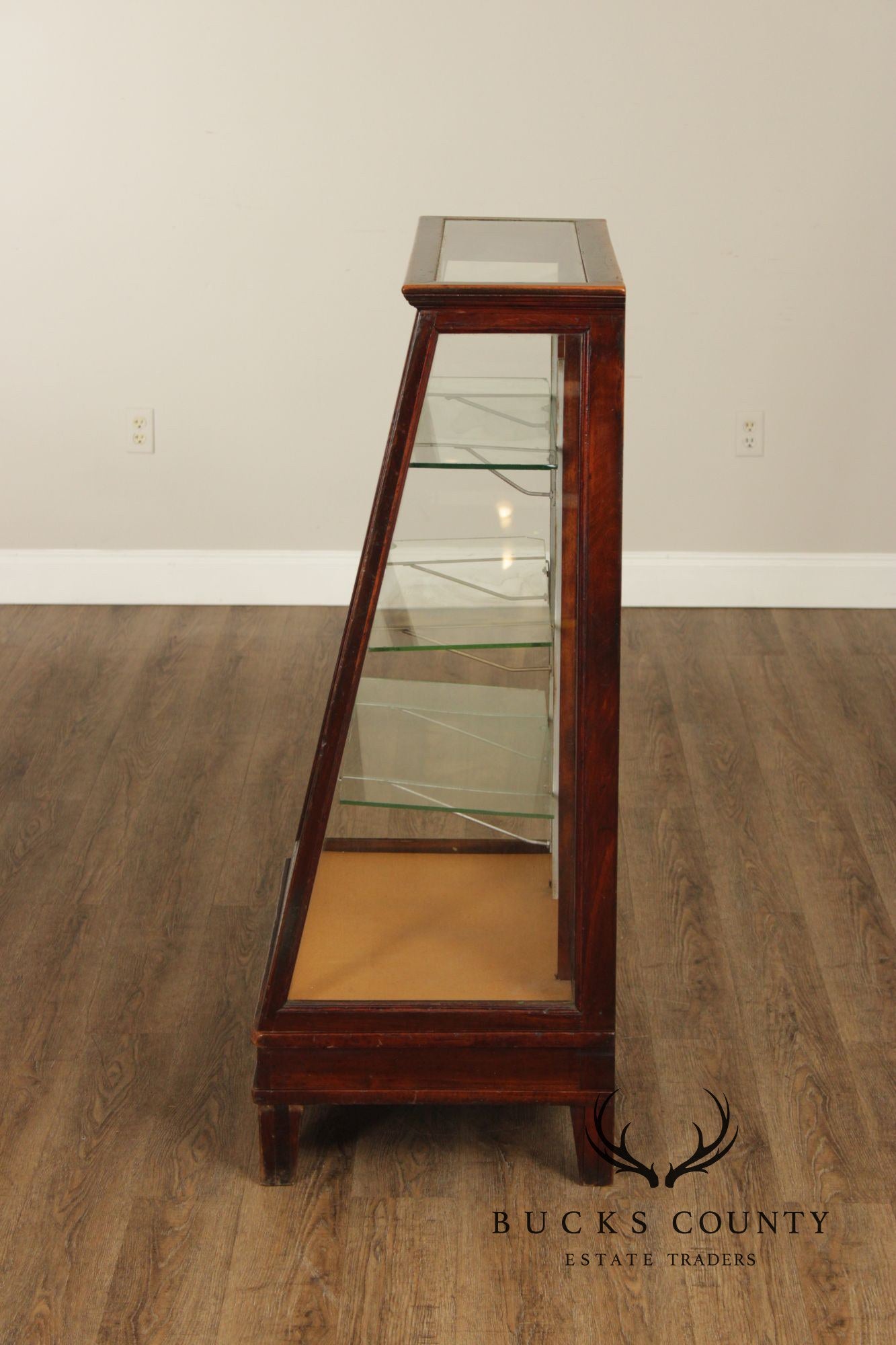 Vintage Wood And Glass Display Showcase Cabinet