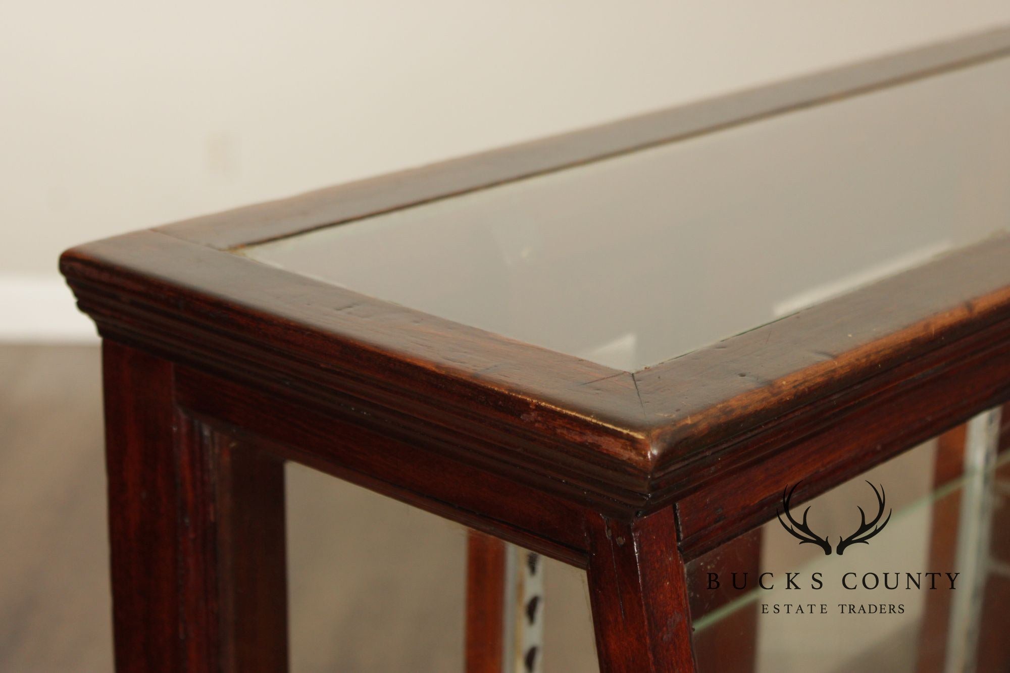 Vintage Wood And Glass Display Showcase Cabinet