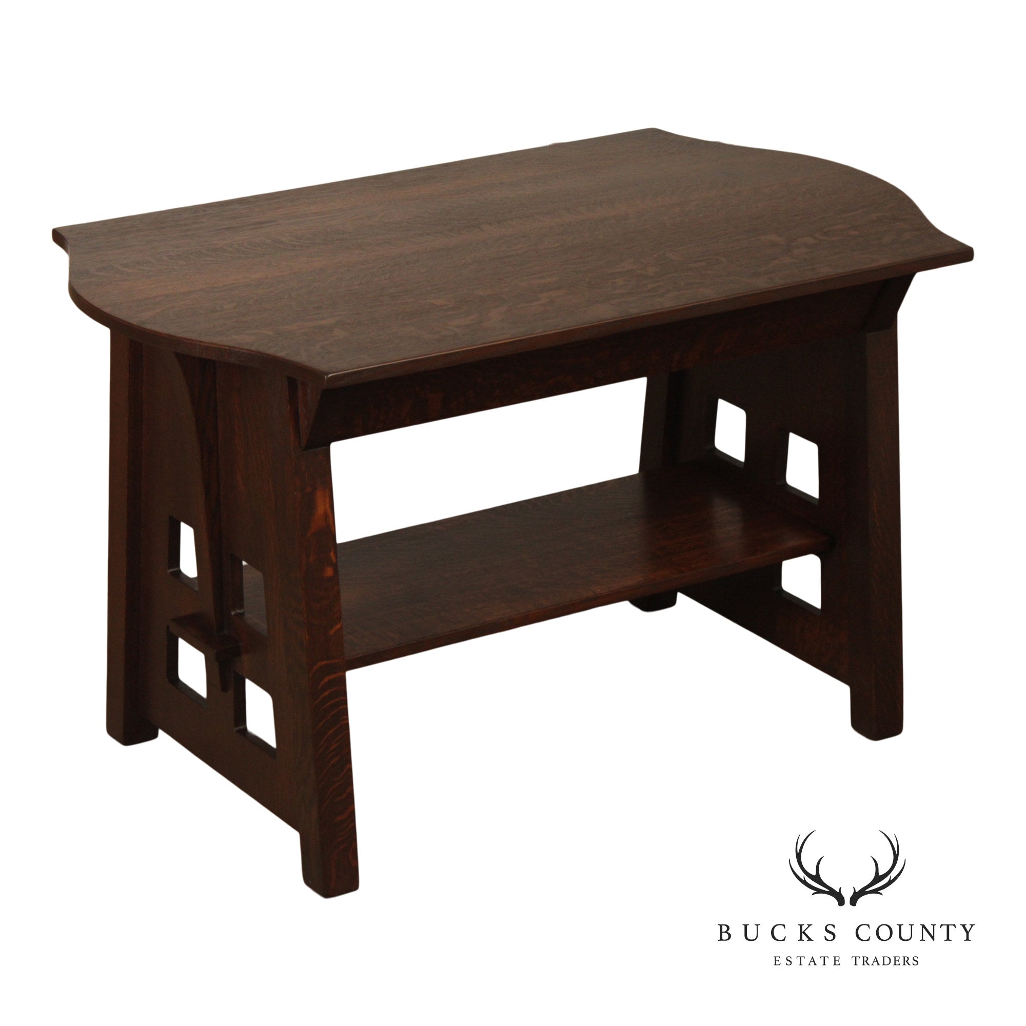 Limbert Antique Arts & Crafts Oak Turtle Top Library Table Writing Desk