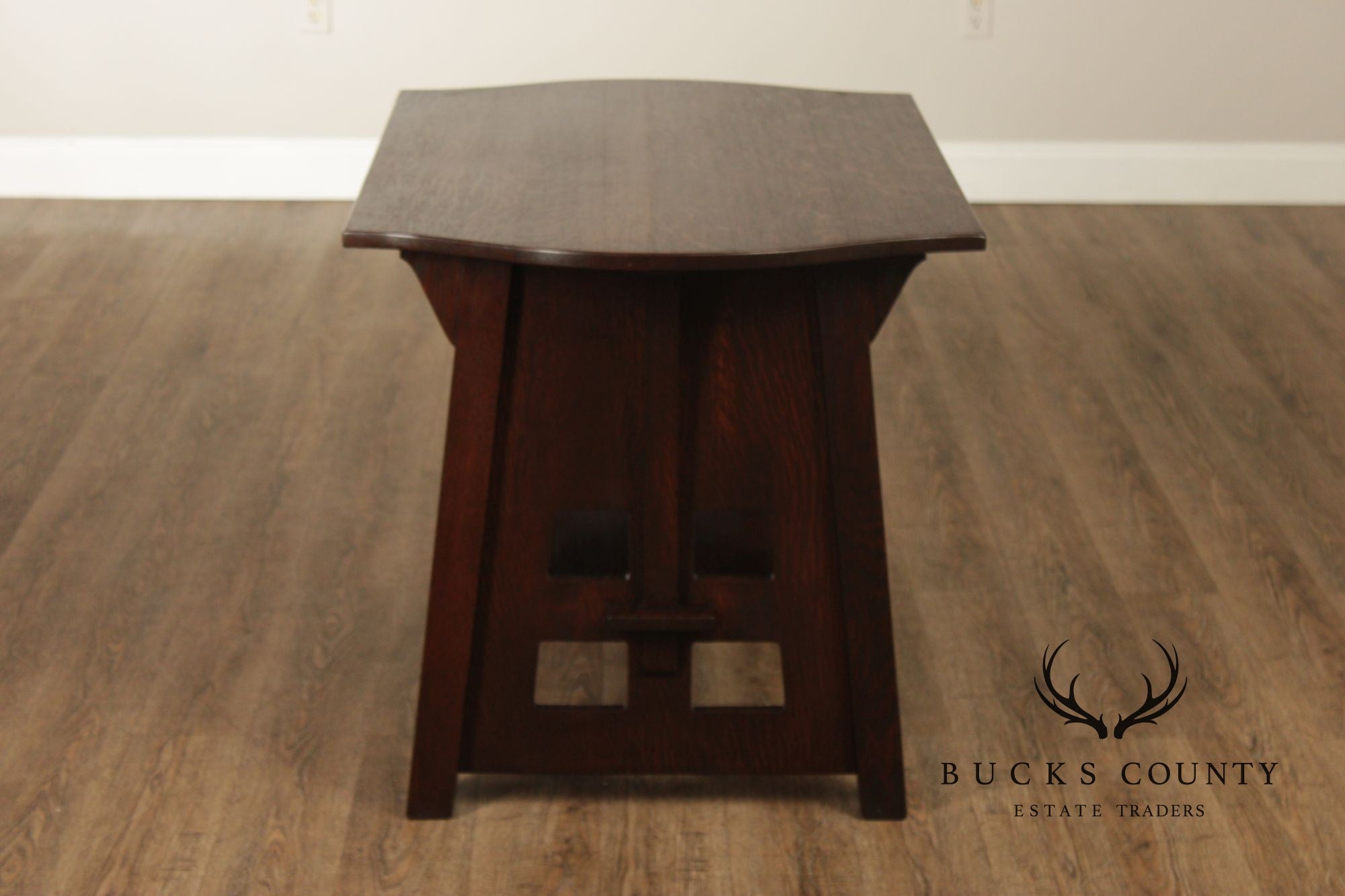Limbert Antique Arts & Crafts Oak Turtle Top Library Table Writing Desk