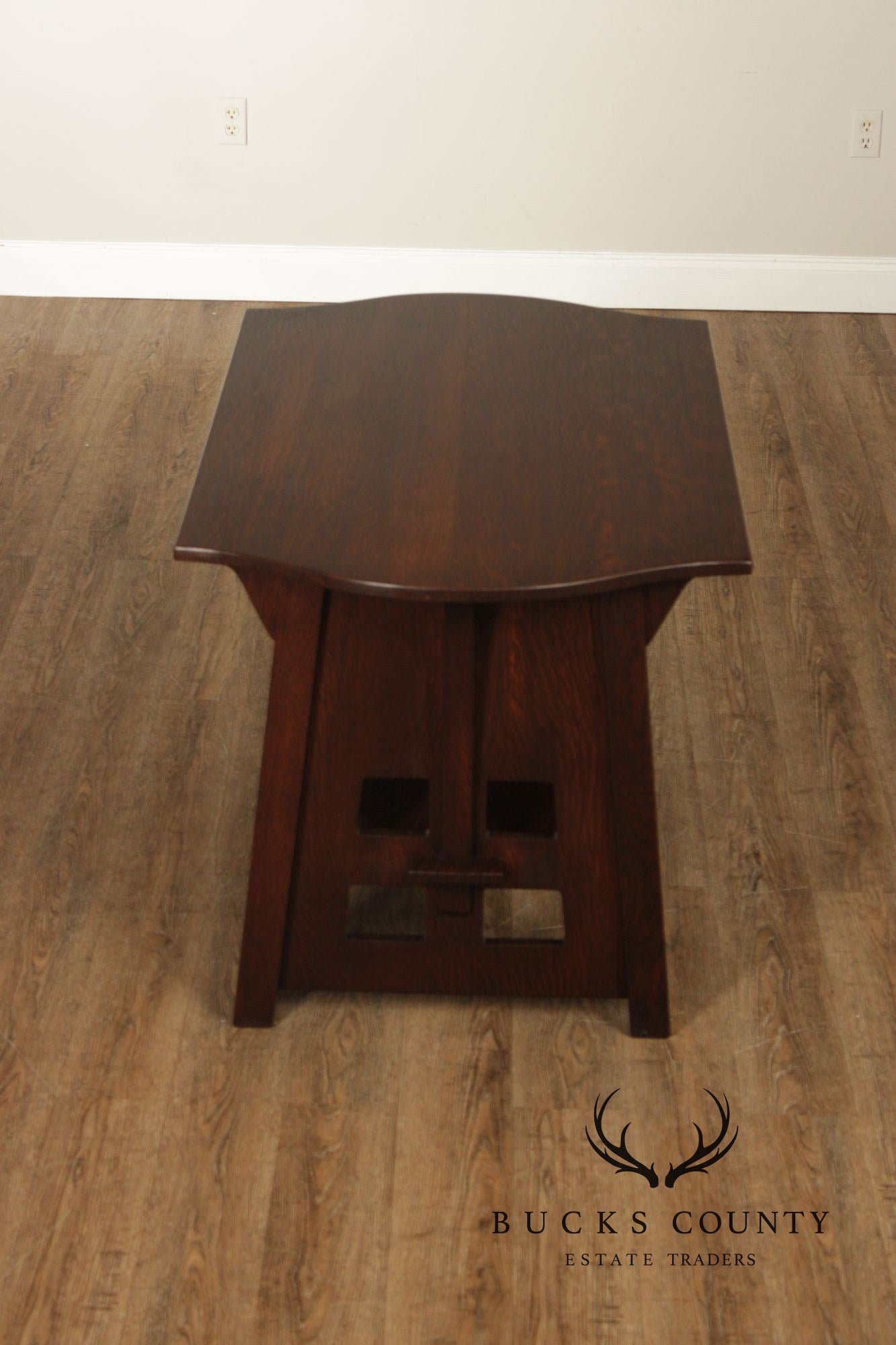 Limbert Antique Arts & Crafts Oak Turtle Top Library Table Writing Desk