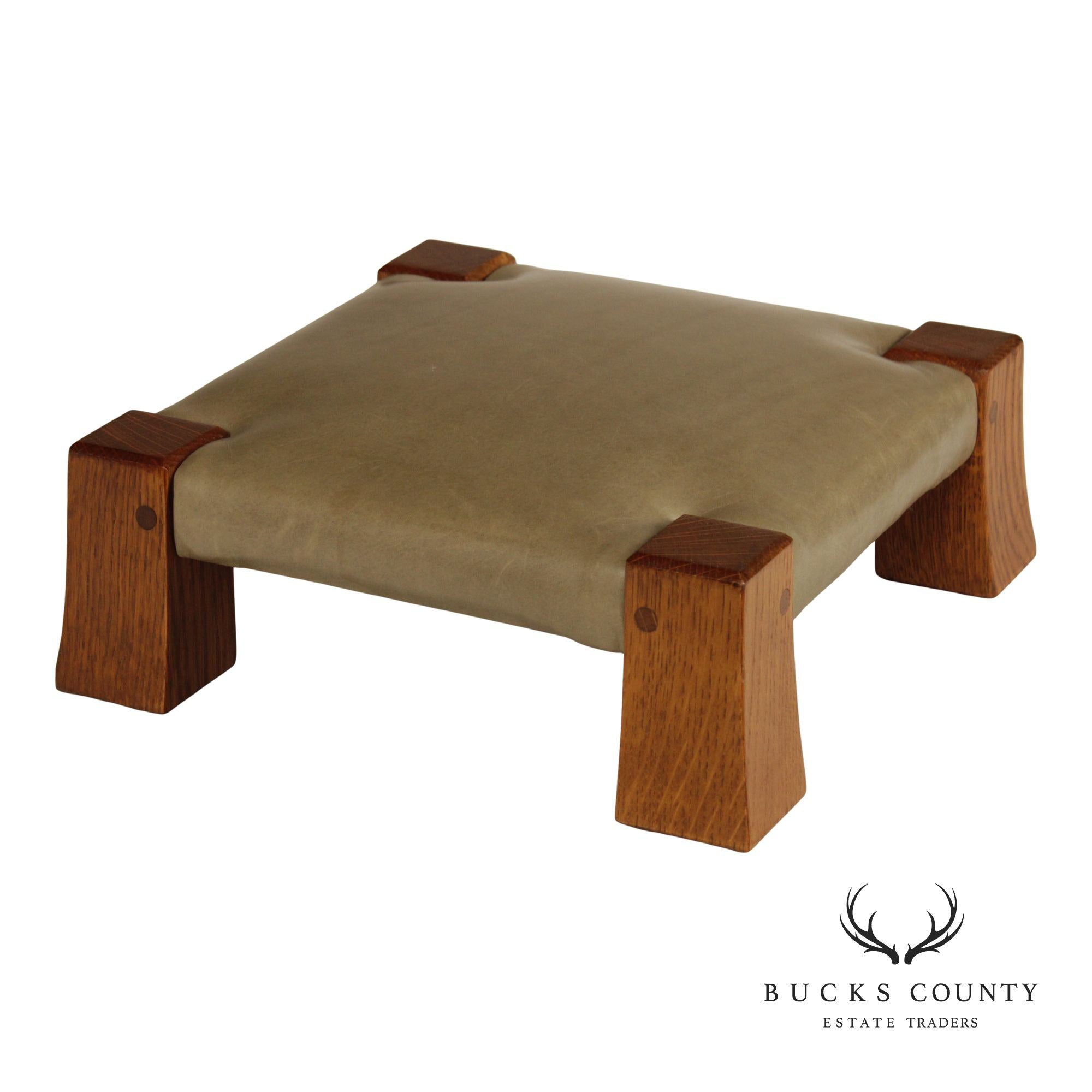 Stickley Mission Collection Oak and Leather Monk Footstool